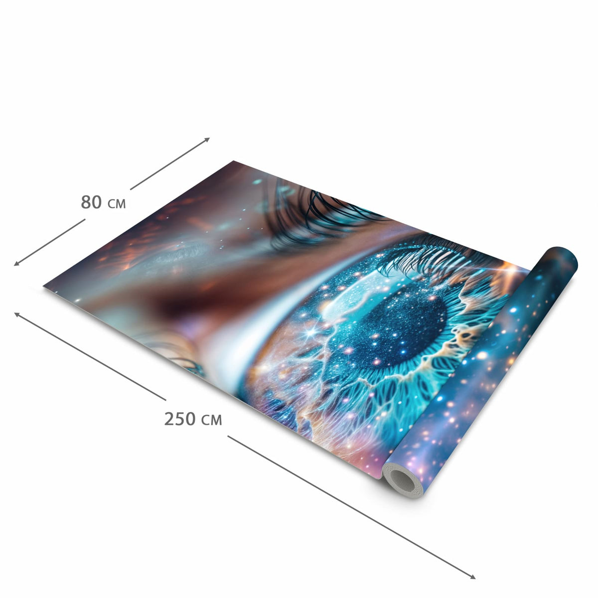 Geruchsneutraler rutschfester Küchenläufer mit Motiv Galaktisches Auge in der Grösse 80x280 cm