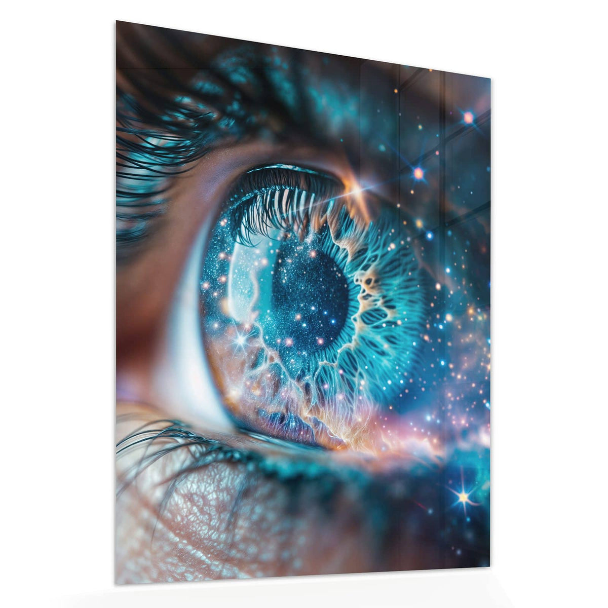 Echtglas, 4 mm – kein Acryl, keine Folie – Wandbild - Galaktisches Auge - Hochformat