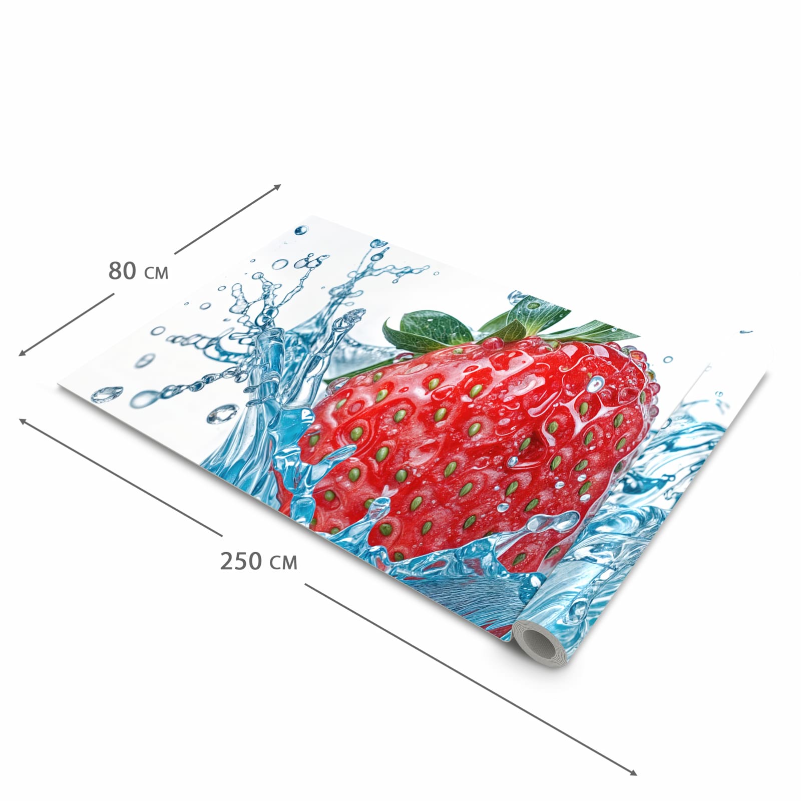 Organisierender Küchenläufer mit Motiv Erdbeere Splash in der Grösse 80x250 cm