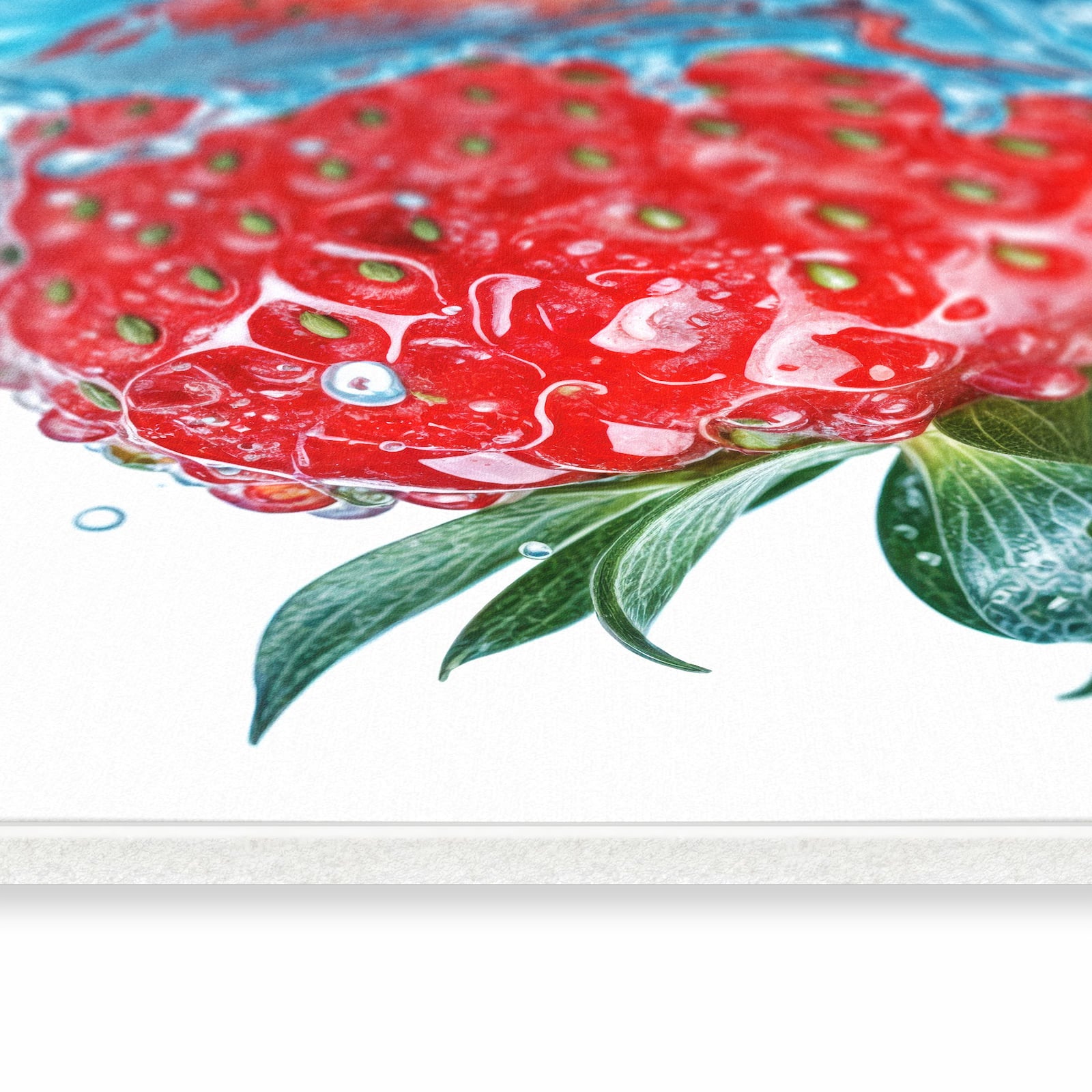 Rutschhemmender Bodenläufer mit Motiv Erdbeere Splash in seitlicher Ansicht