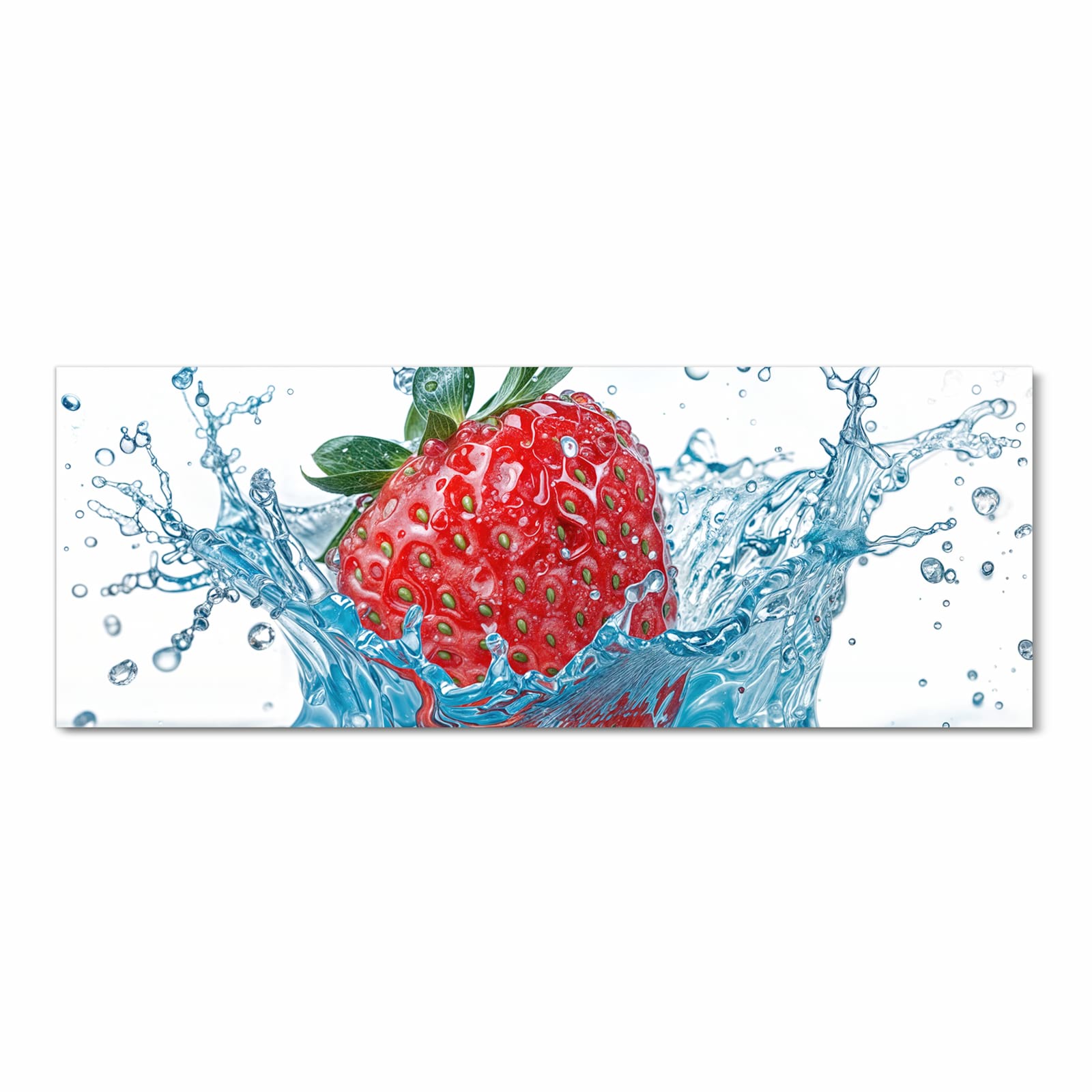 Fleckenresistenter waschbarer Küchenteppich mit Motiv Erdbeere Splash in Frontansicht