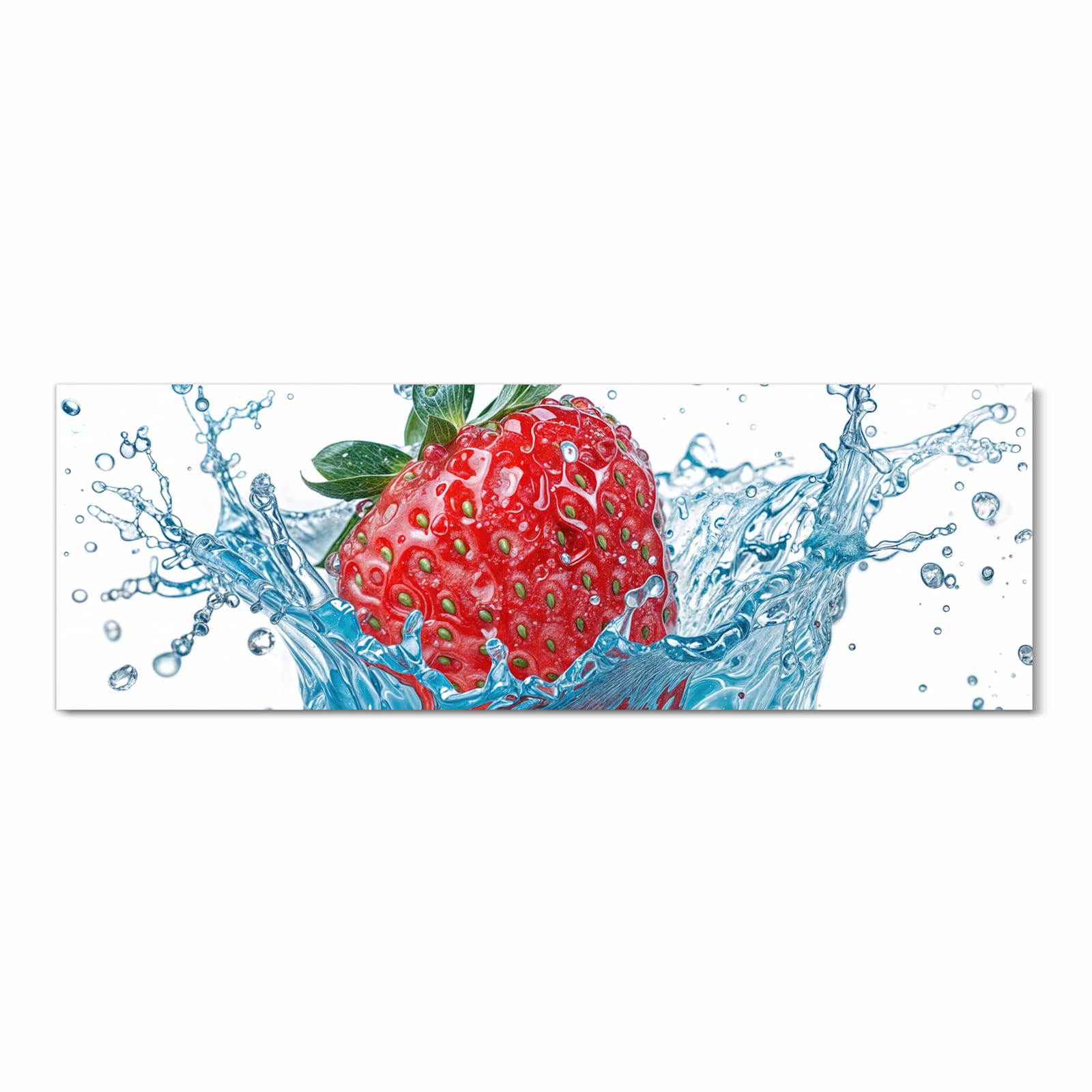 Formstabiler rutschfester Küchenteppich mit Motiv Erdbeere Splash in Frontansicht