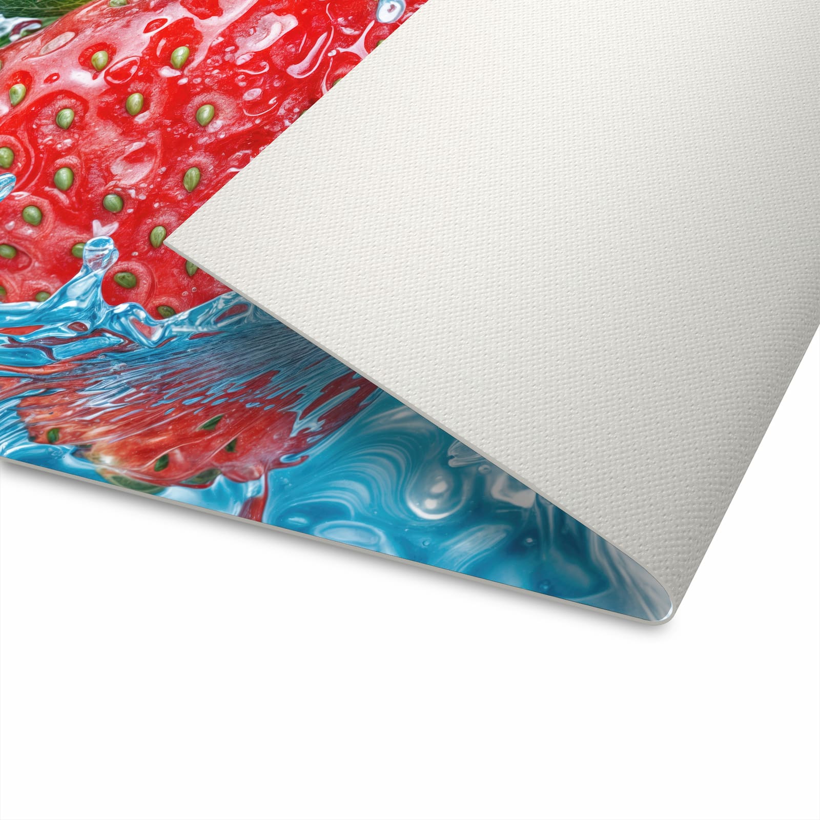 Ordnungsschaffender Teppichläufer Küche mit Motiv Erdbeere Splash in Unterseite