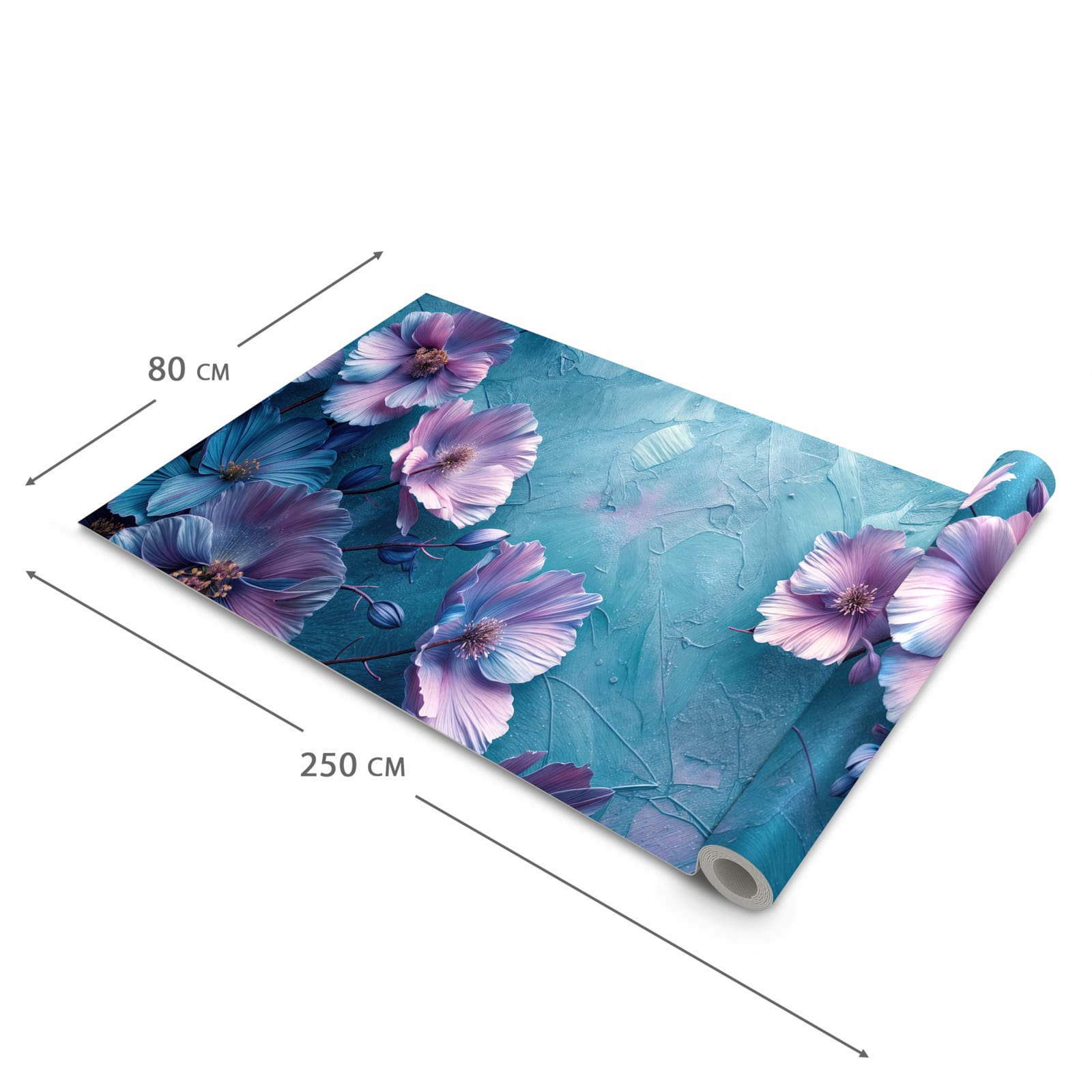 Flacher Küchenläufer mit Motiv Blumenmuster in der Grösse 80x250 cm für lange Flure