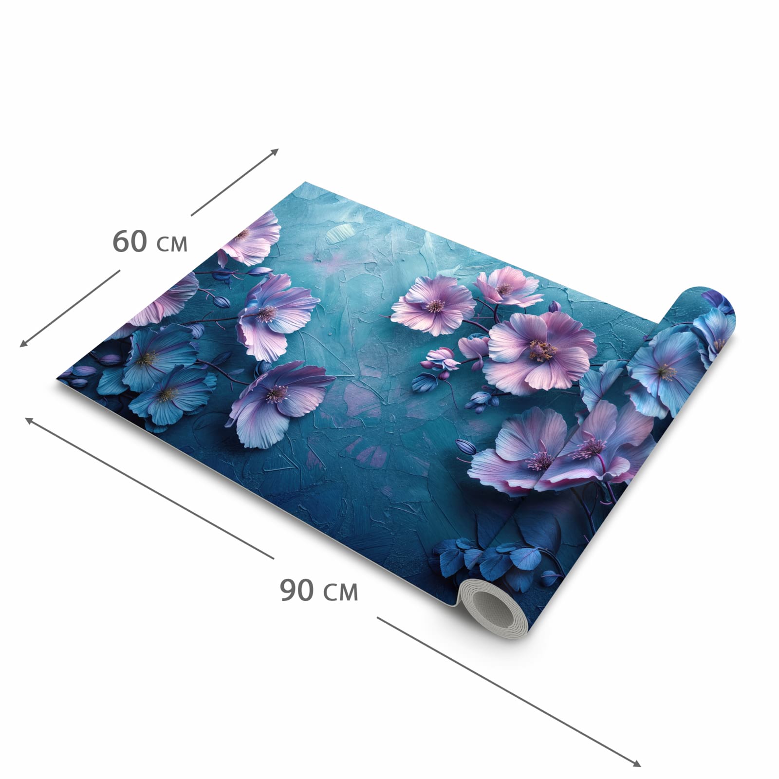 Geruchsneutraler waschbarer Küchenläufer mit Motiv Blumenmuster in der Grösse 80x250 cm