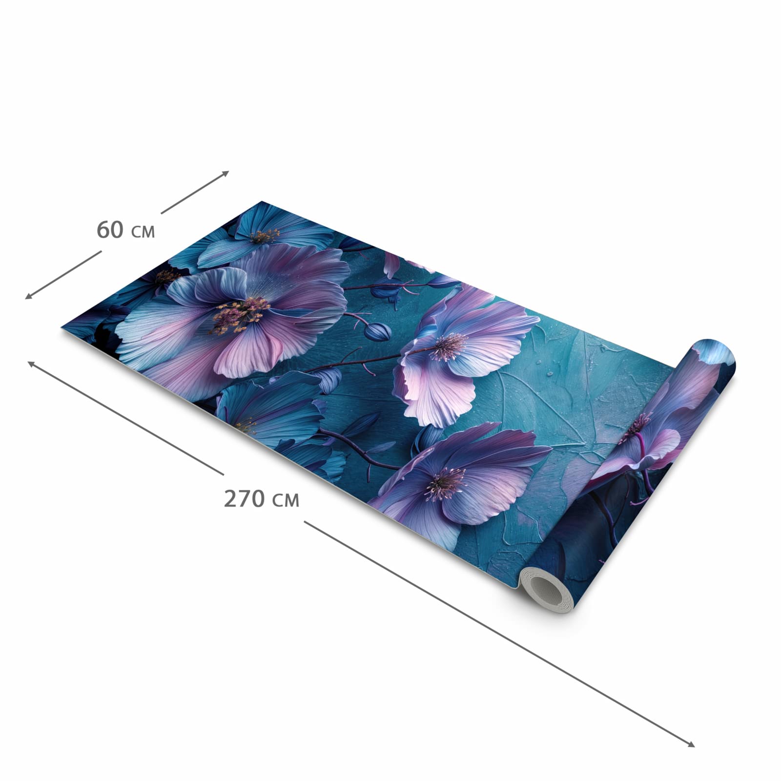 Fleckenresistenter Küchenläufer mit Motiv Blumenmuster in der Grösse 80x250 cm