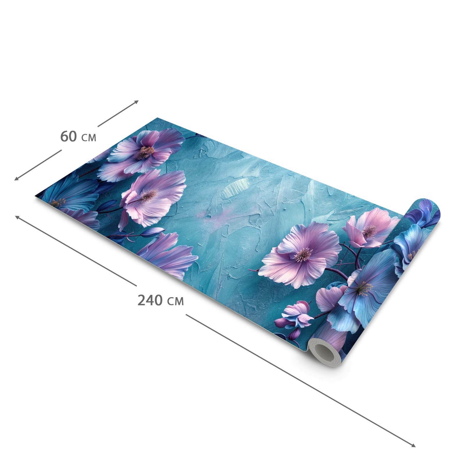 Wasserabweisender Küchenläufer mit Motiv Blumenmuster in der Grösse 80x250 cm