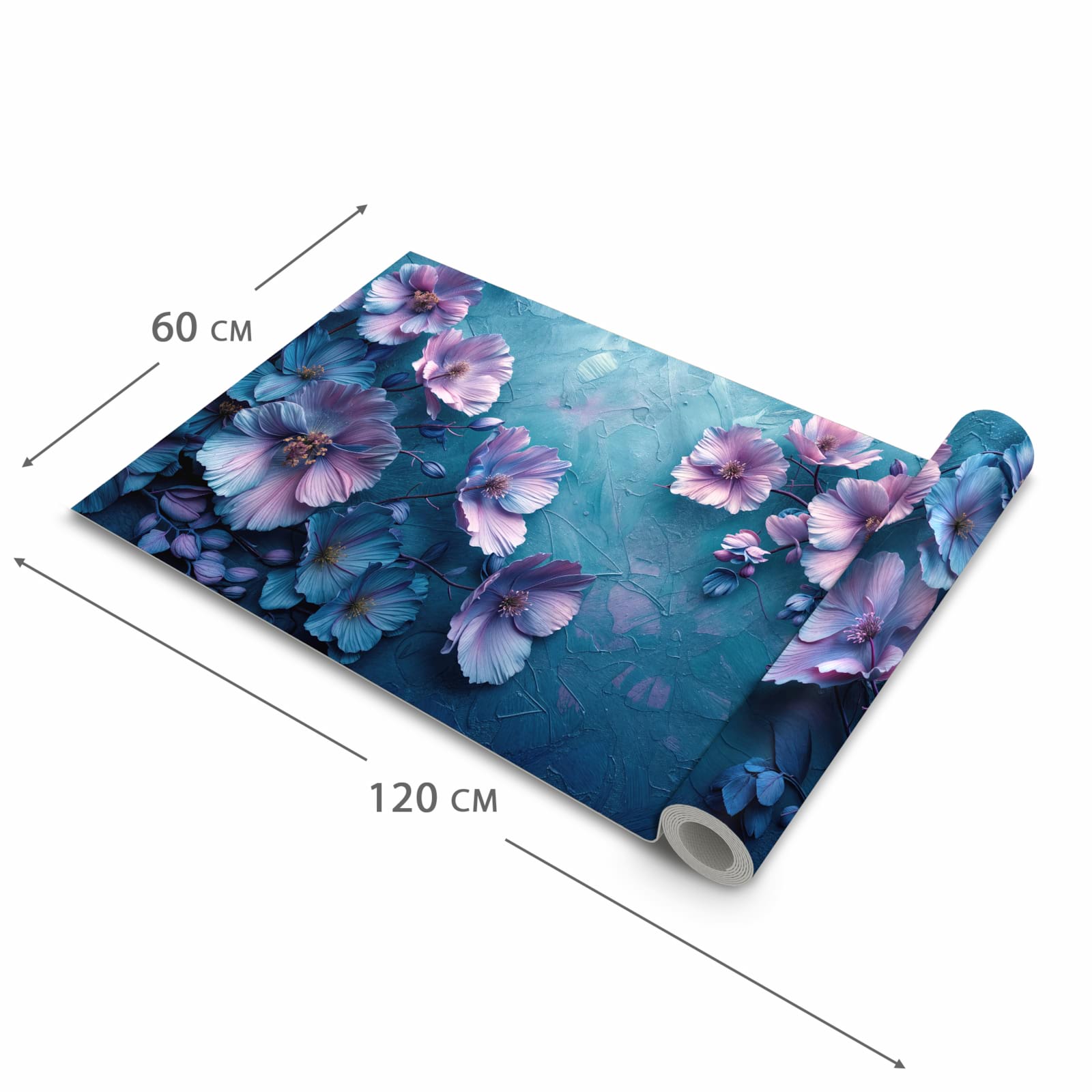 Abriebfester Küchenläufer mit Motiv Blumenmuster in der Grösse 80x250 cm