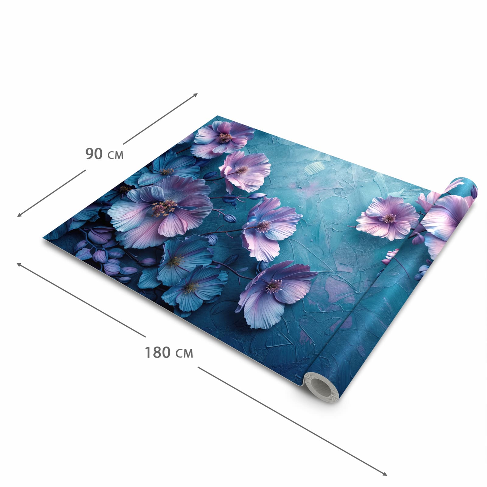 Rutschhemmender dünner Teppich mit Motiv Blumenmuster in der Grösse 80x250 cm