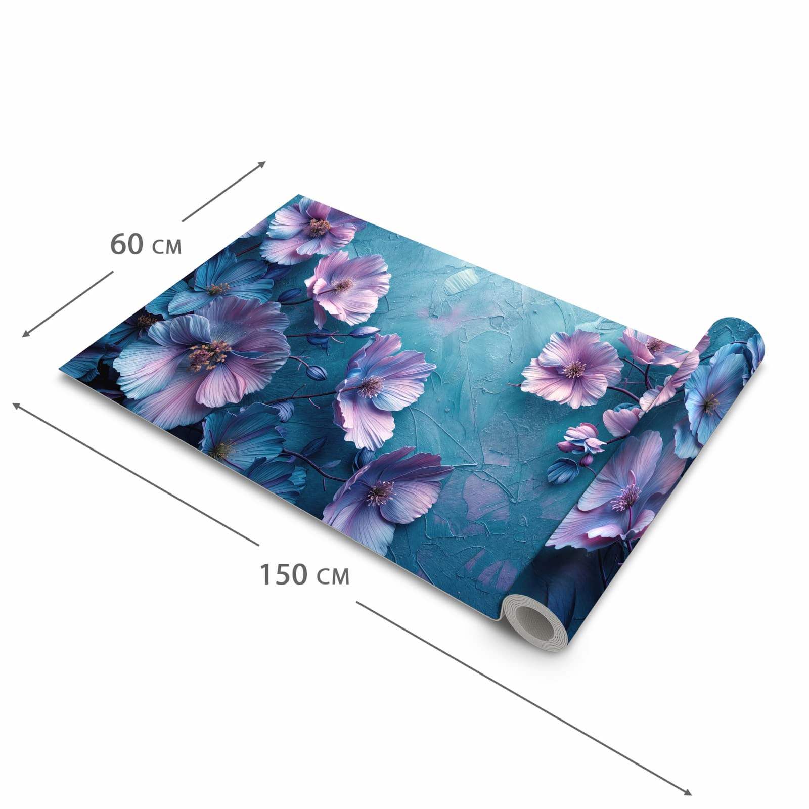 UV-beständiger Küchenvorleger mit Motiv Blumenmuster in der Größe 80x250 cm