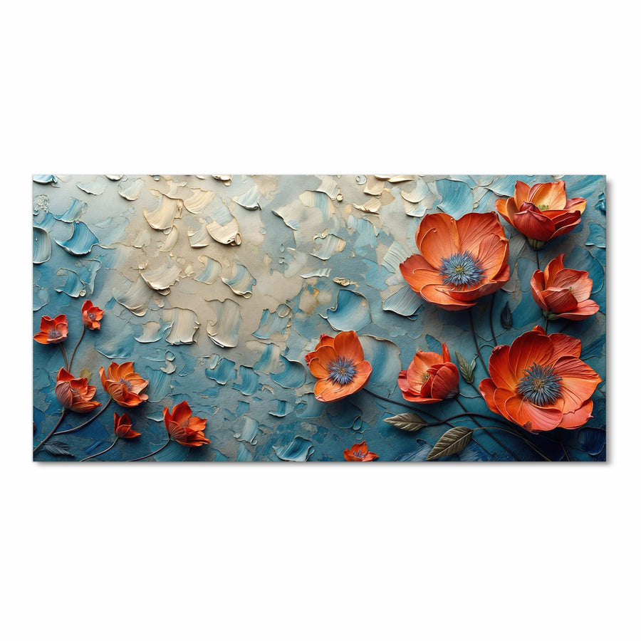 Maße Küchenläufer - Oranger Mohn auf Blau