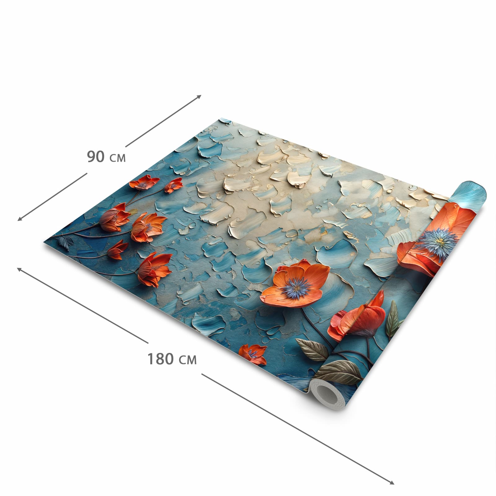 Zeitsparender Küchenläufer mit Motiv Blumenmeer in der Grösse 80x250 cm