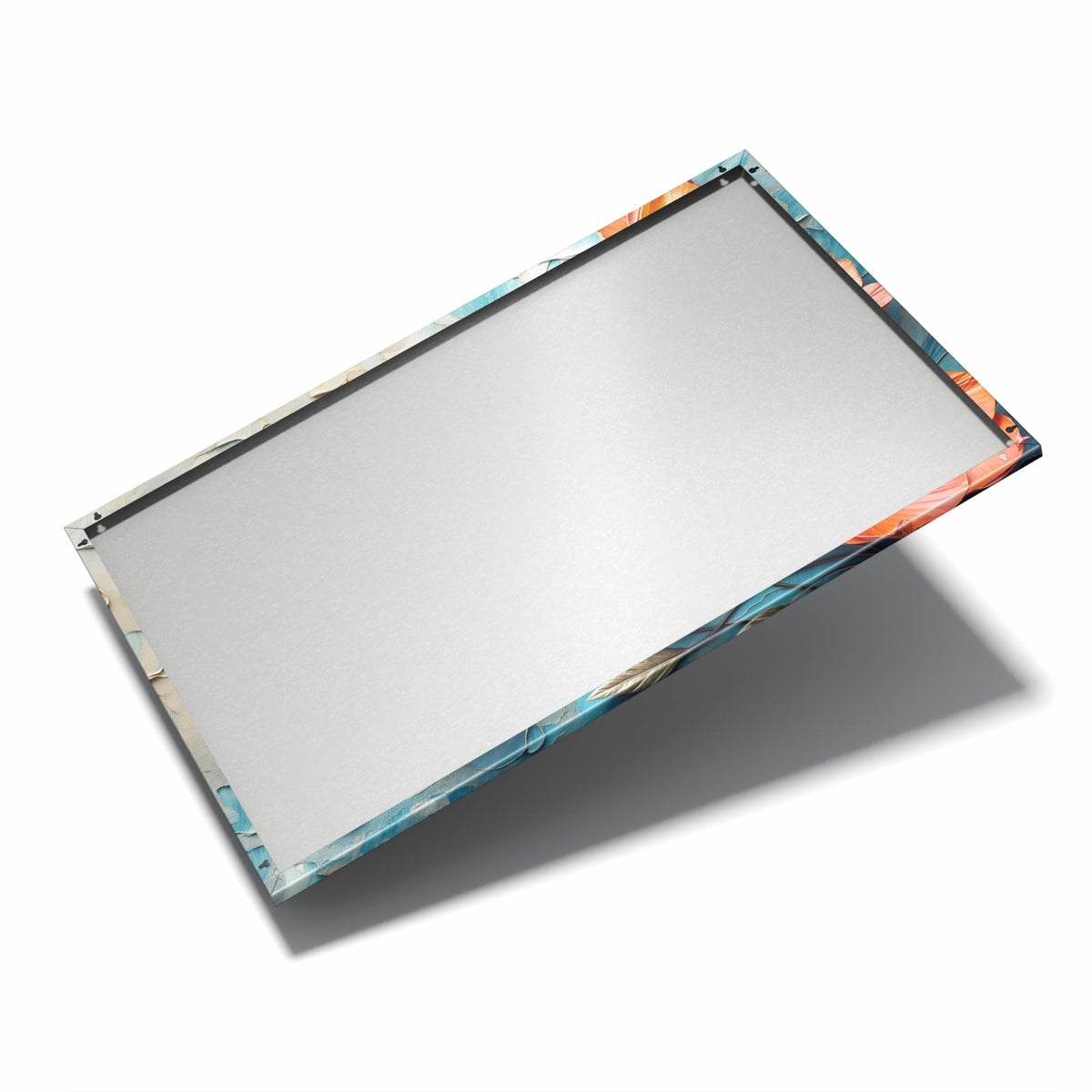 Nur 7 mm – liegt eng an der Wand – Metall Magnettafel - Oranger Mohn auf Blau