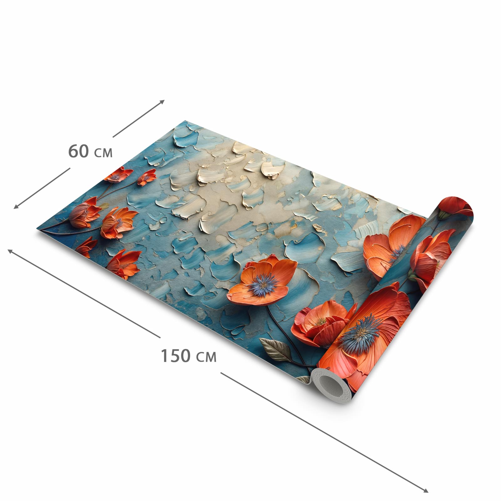 Waschbarer Küchenteppich mit Motiv Blumenmeer in der Größe 80x200 cm