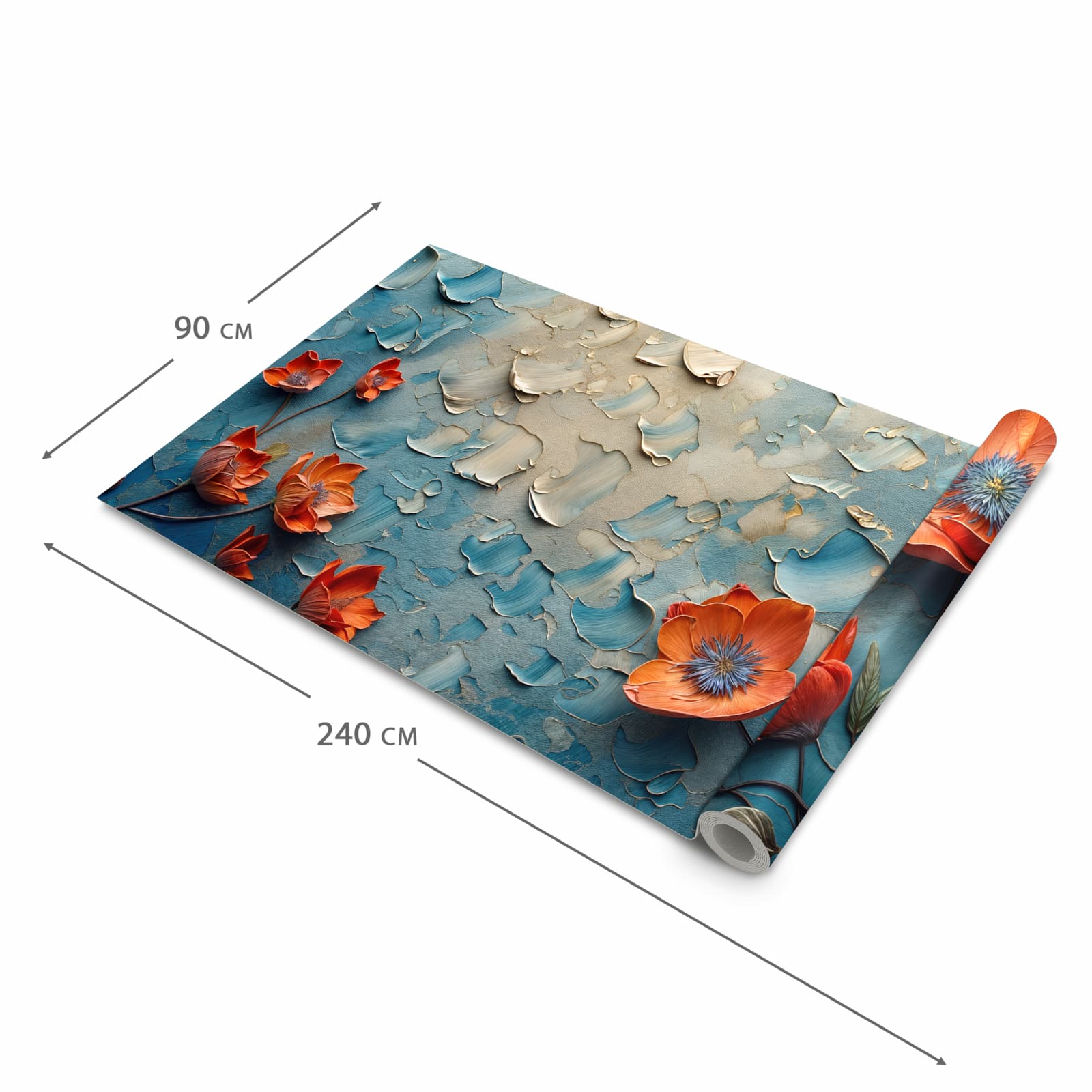 Geräuschdämpfender Küchenläufer mit Motiv Blumenmeer in der Grösse 80x250 cm