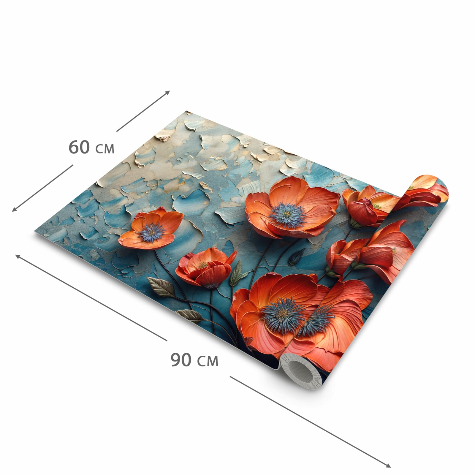 Küchenteppich mit Motiv Blumenmeer in der Grösse 80x250 cm für Ordnung & Übersicht