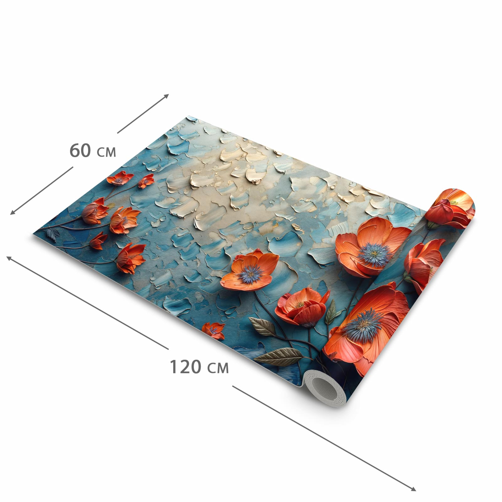 Strapazierfähiger abwaschbarer Küchenläufer mit Motiv Blumenmeer in der Größe 80x200 cm