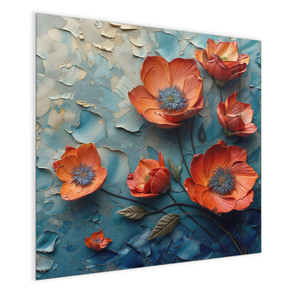 Magnettafel mit dem Motiv Oranger Mohn auf Blau