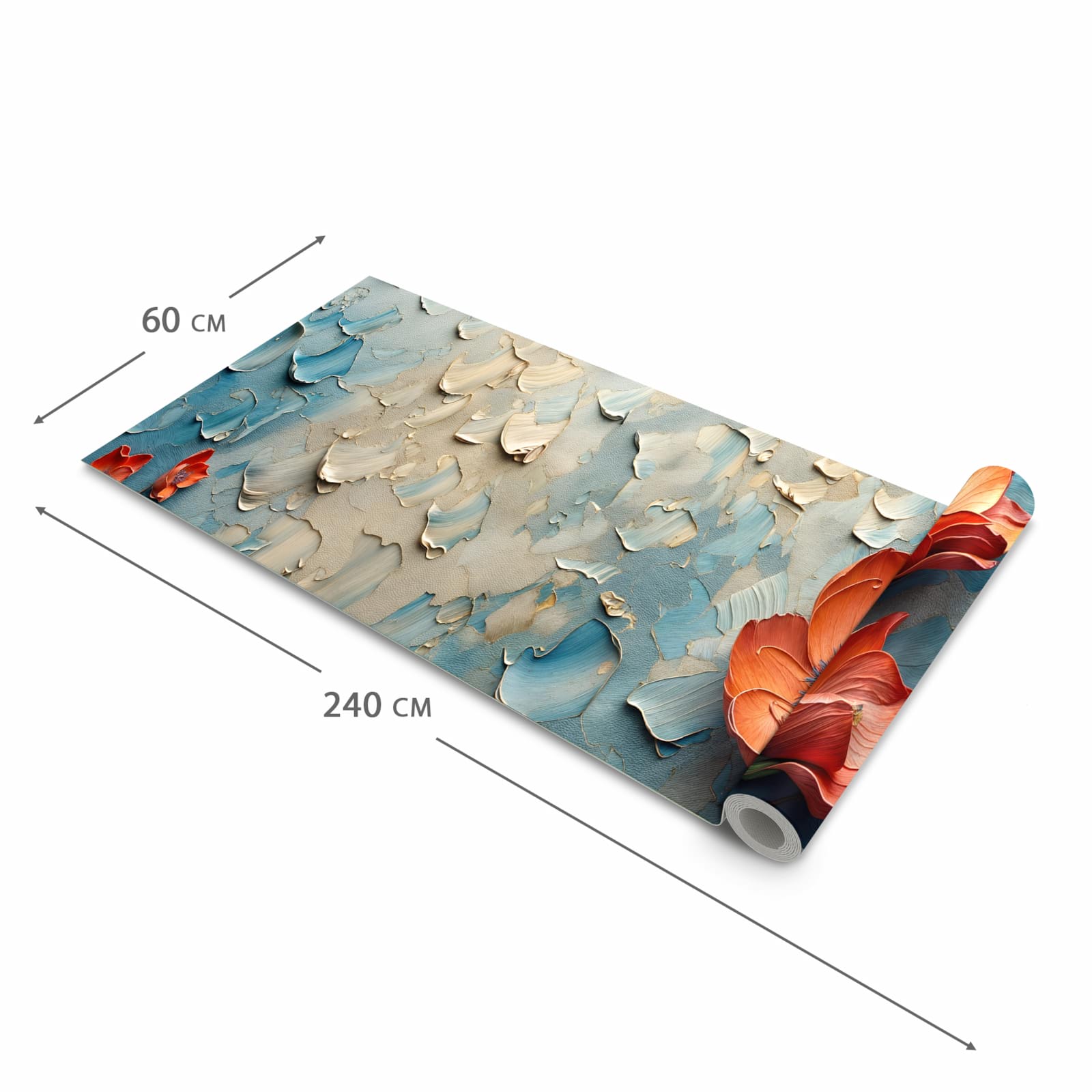 Rutschfester Küchenteppich mit Motiv Blumenmeer in der Größe 80x200 cm