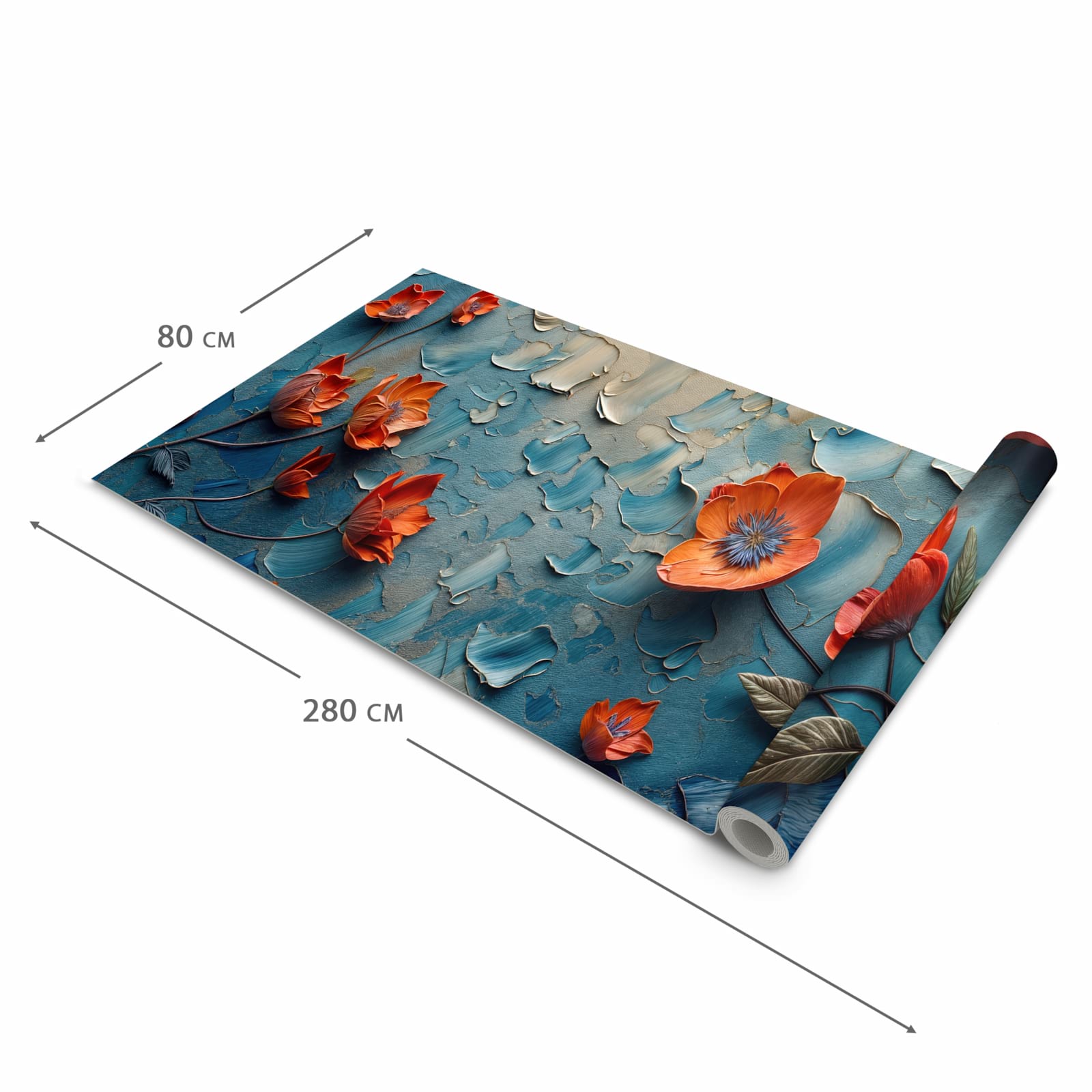 Formstabiler Küchenteppich mit Motiv Blumenmeer in der Grösse 80x250 cm