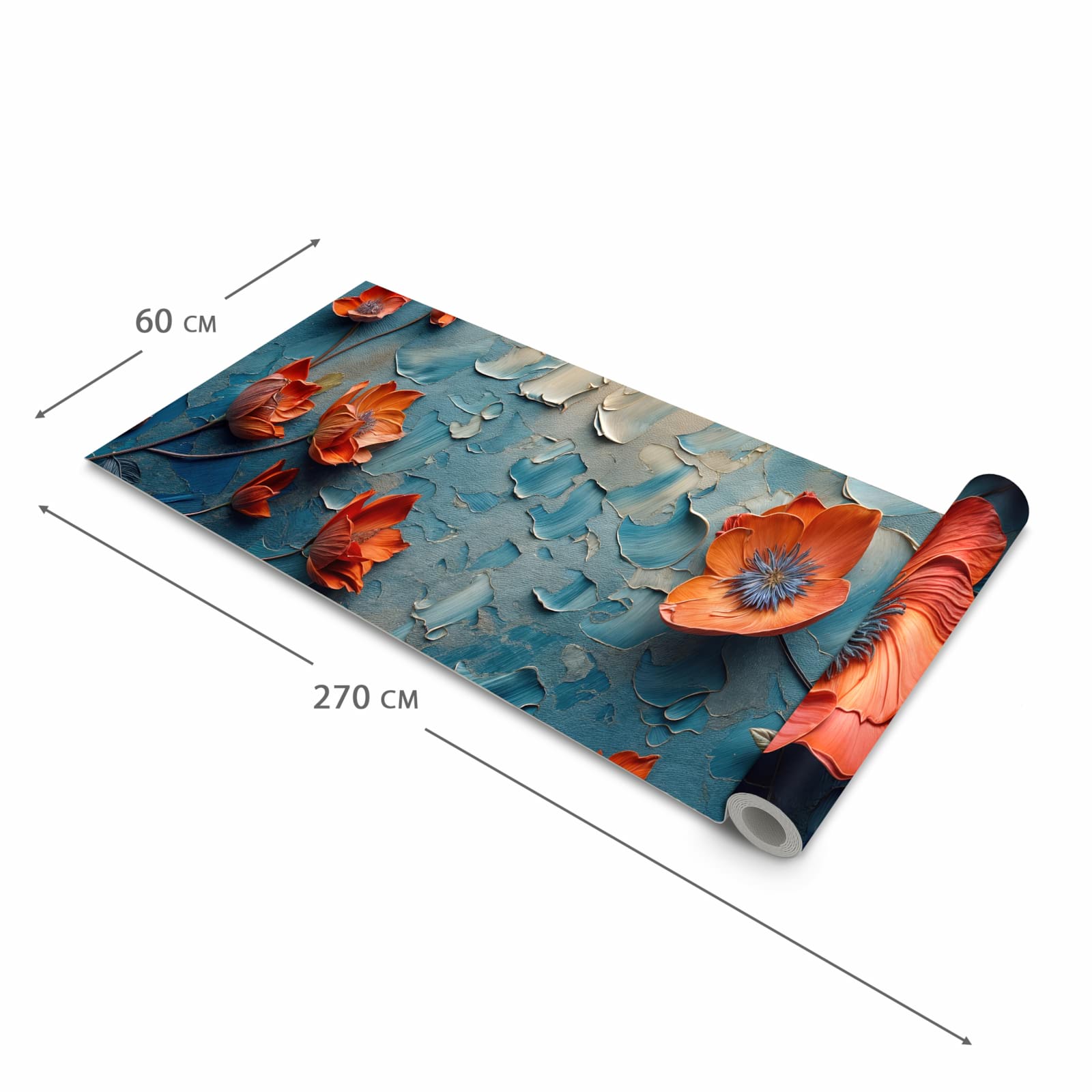 Feuchtigkeitsresistenter Küchenteppich mit Motiv Blumenmeer in der Grösse 80x200 cm