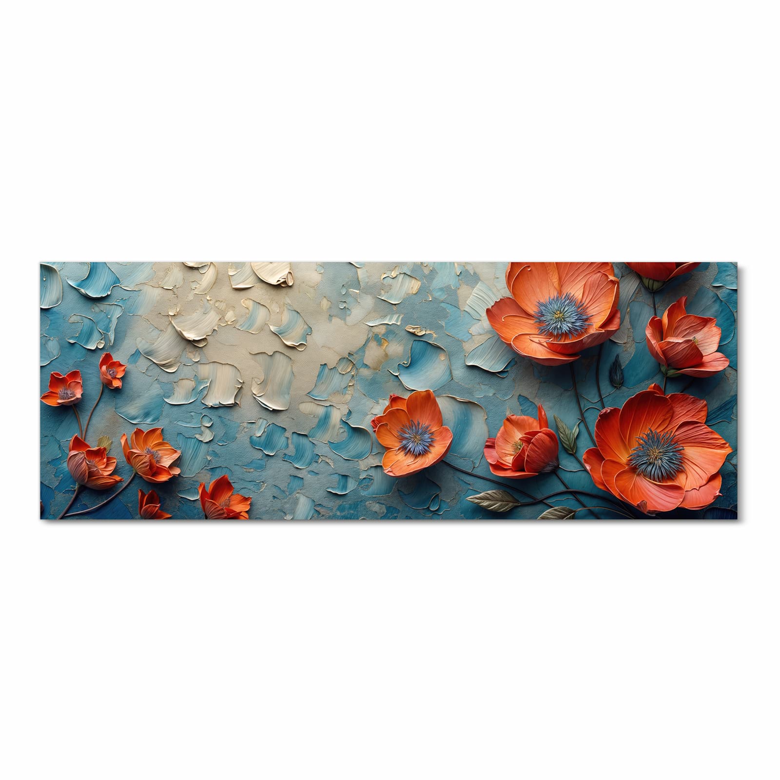 Komfortabler waschbarer Küchenteppich mit Motiv Blumenmeer in Frontansicht