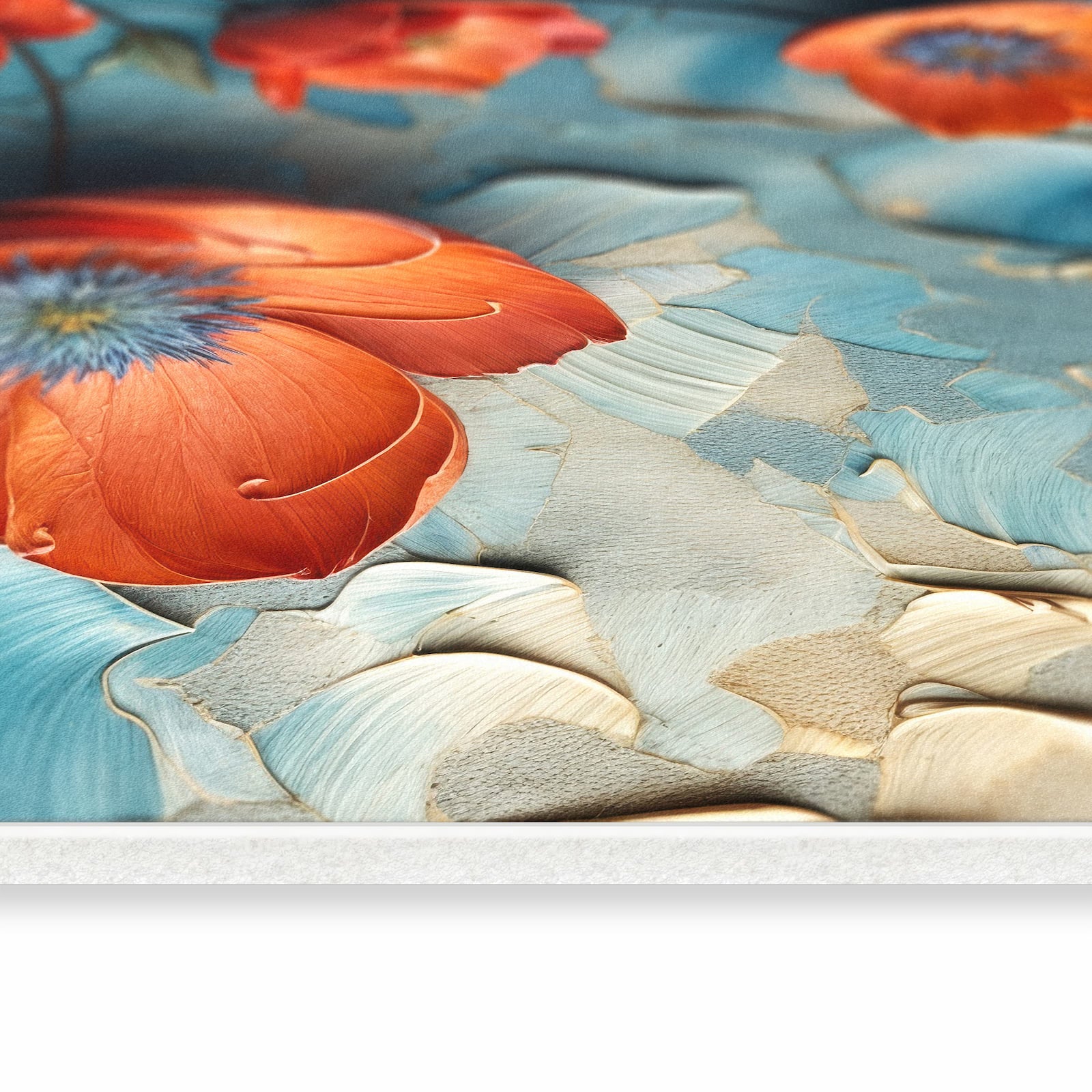 Pflegeleichter waschbarer Teppich fürs Esszimmer mit Motiv Blumenmeer in seitlicher Ansicht