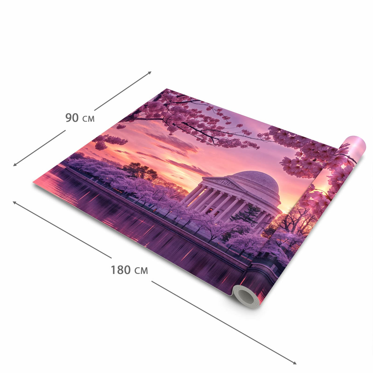 Waschbarer Küchenläufer mit Motiv Blühende Kirschbäume in der Grösse 80x200 cm für angenehme Haptik