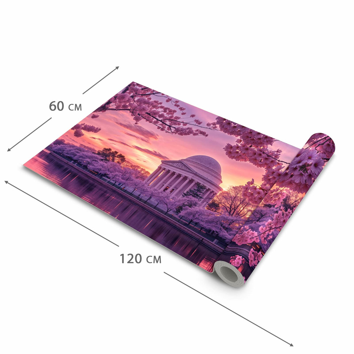 Waschbarer Küchenteppich mit Motiv Blühende Kirschbäume in der Grösse 80x200 cm für Trittkomfort
