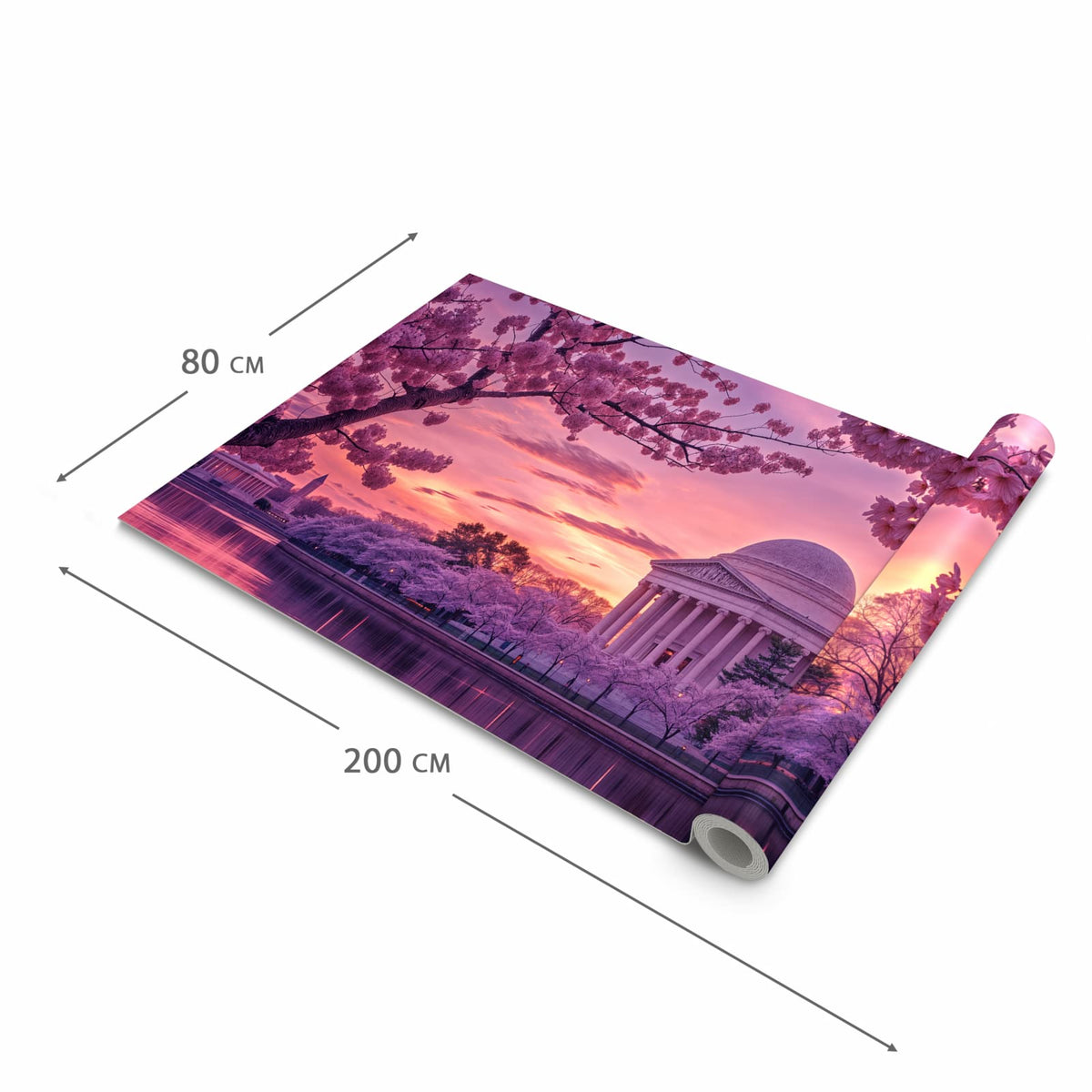 Pflegeleichter waschbarer Küchenläufer mit Motiv Blühende Kirschbäume in der Grösse 80x200 cm