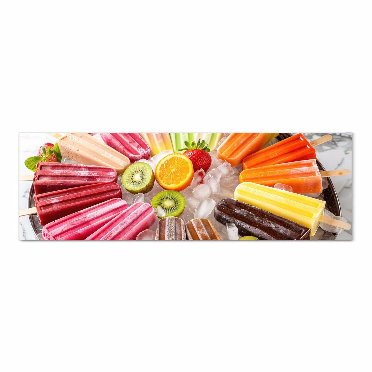 Waschbarer Küchenläufer mit Motiv Sommerliches Eis in Frontansicht für angenehme Haptik