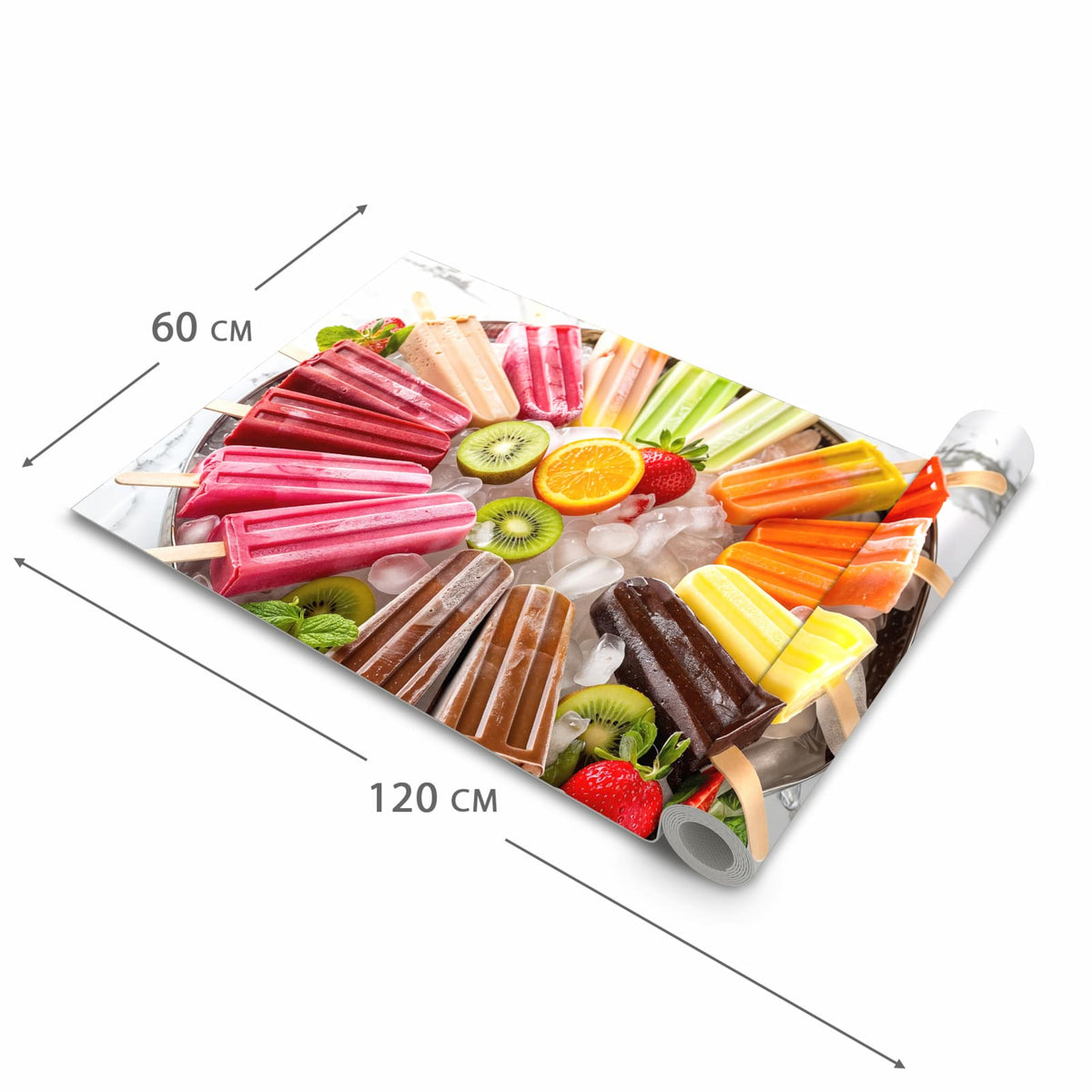 Langlebiger waschbarer Teppich mit Motiv Sommerliches Eis in der Grösse 60x90 cm