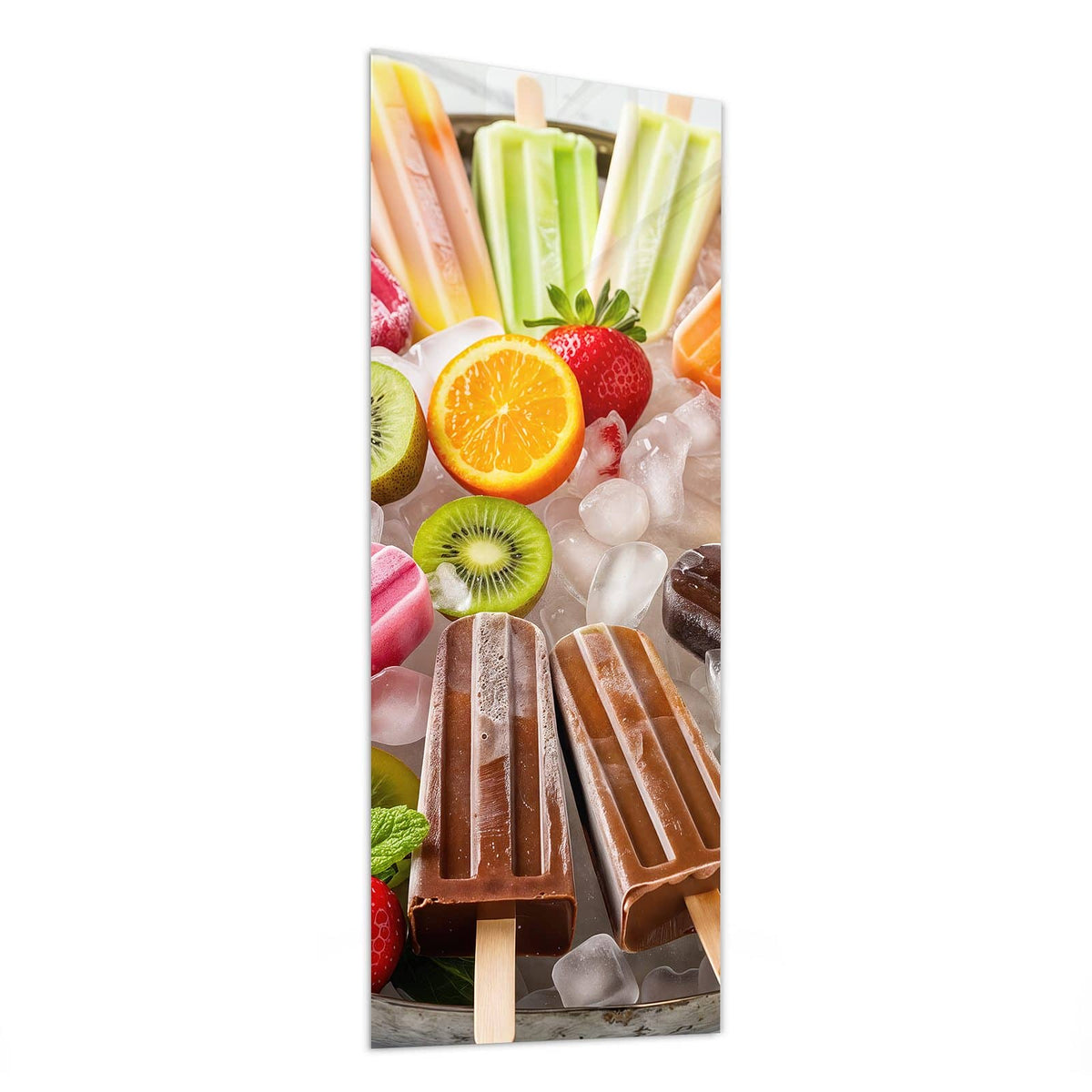 Glasbild Sommerliches Eis von der Seite, 4 mm Echtglas