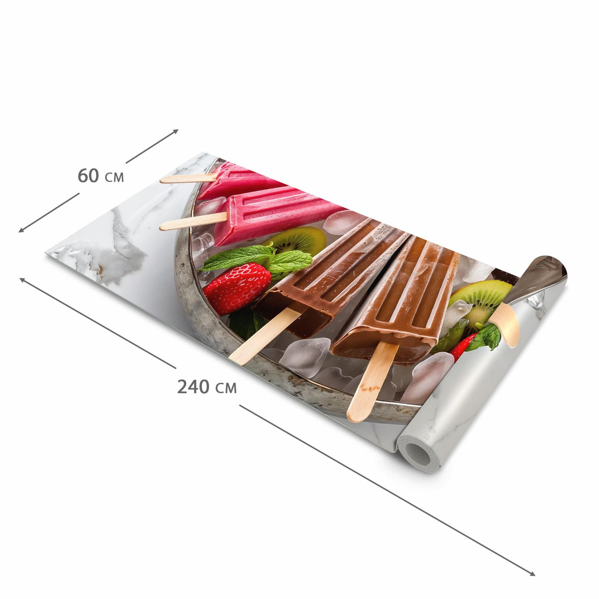 Bodenschonender Bodenläufer Teppich mit Motiv Sommerliches Eis in der Grösse 80x200 cm