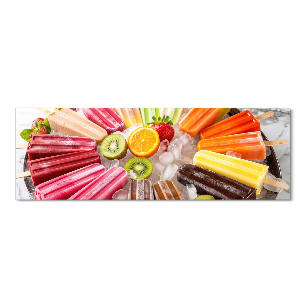 Flacher großer Küchenteppich mit Motiv Sommerliches Eis in Frontansicht