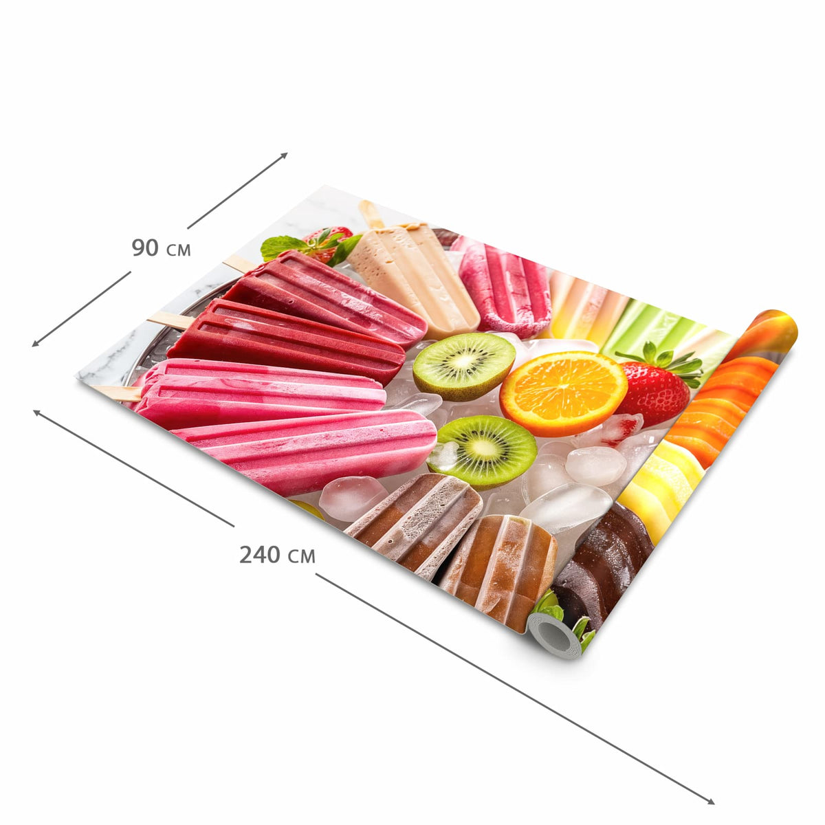UV-beständiger rutschfester Küchenteppich mit Motiv Sommerliches Eis in der Grösse 80x200 cm