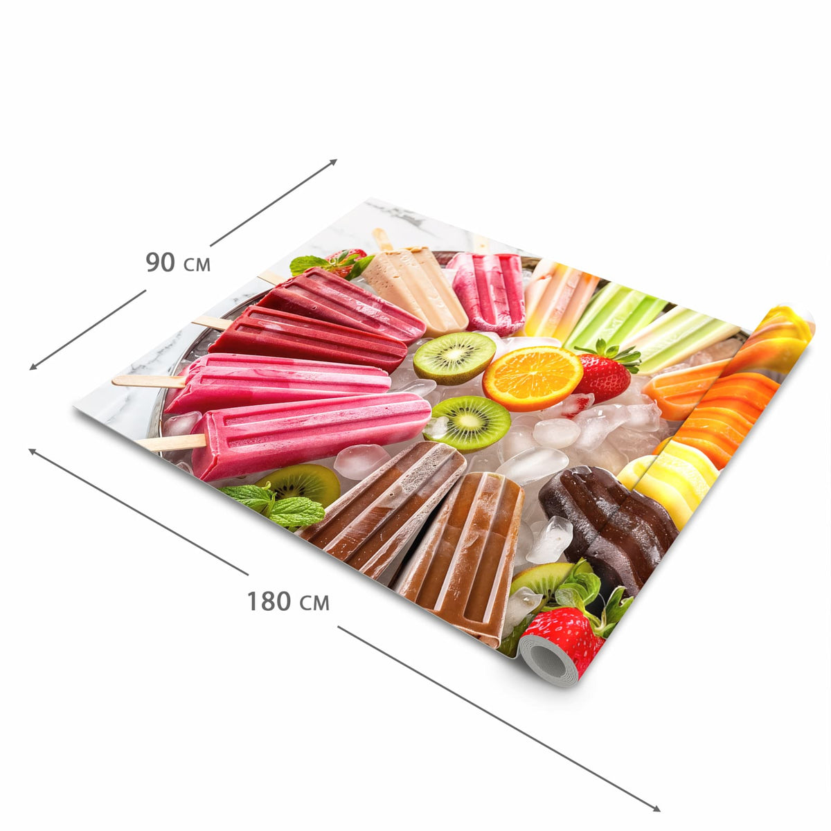 Abriebfester großer Küchenteppich mit Motiv Sommerliches Eis in der Größe 80x200 cm
