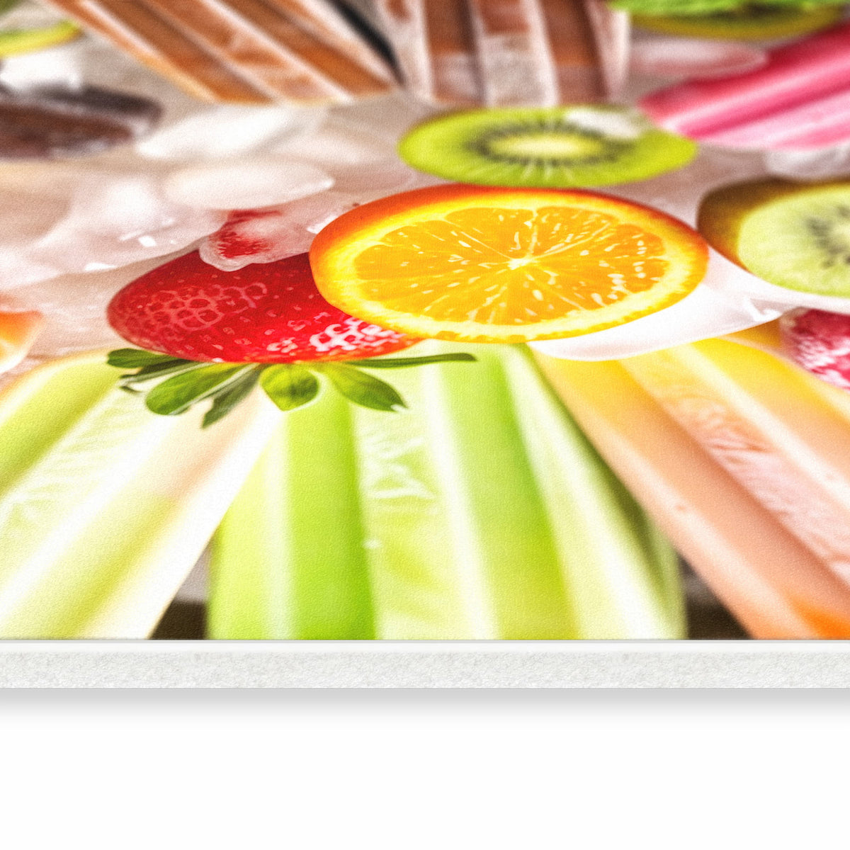 Langlebiger dünner Teppich mit Motiv Sommerliches Eis in seitlicher Ansicht