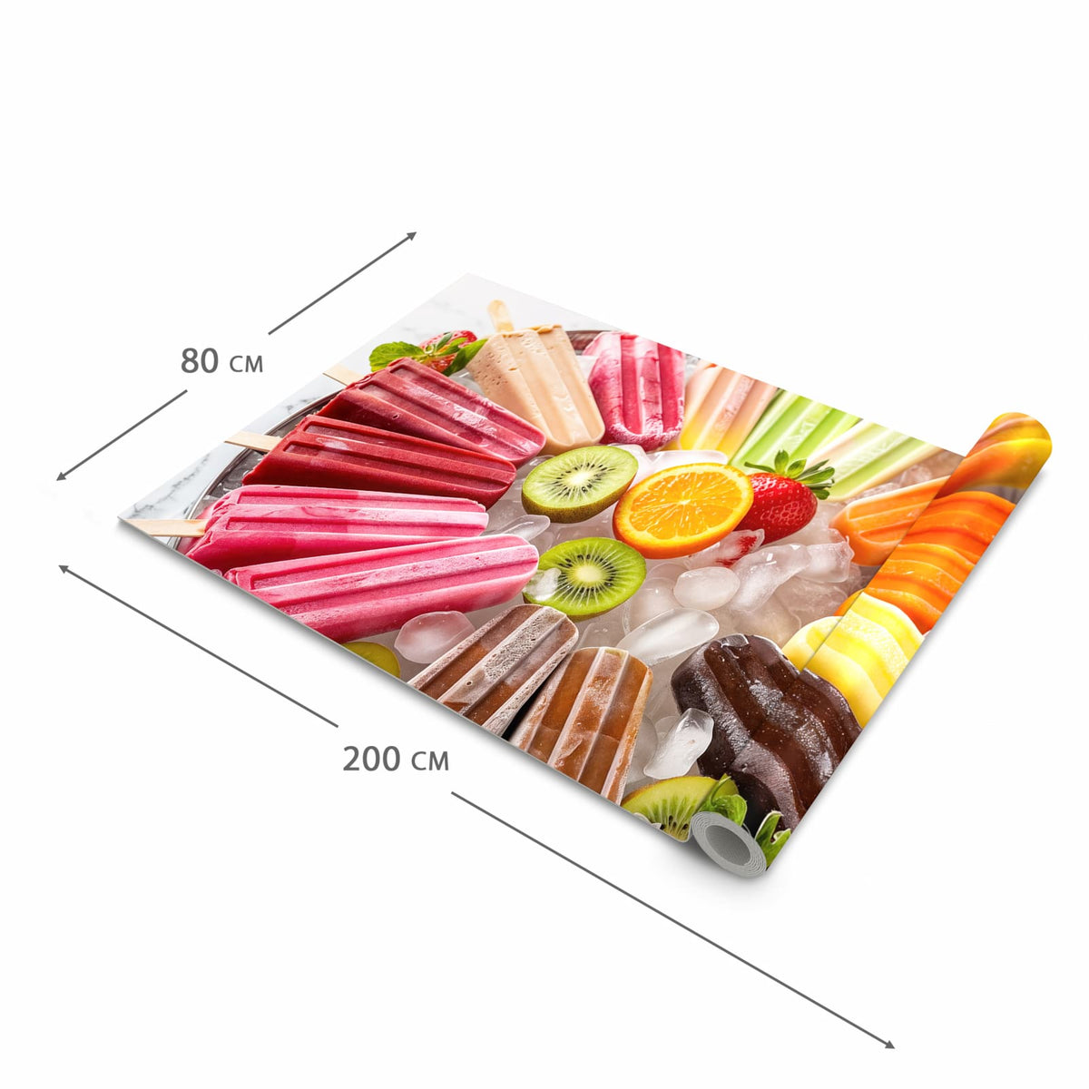 Formstabiler rutschfester Küchenteppich mit Motiv Sommerliches Eis in der Grösse 80x200 cm