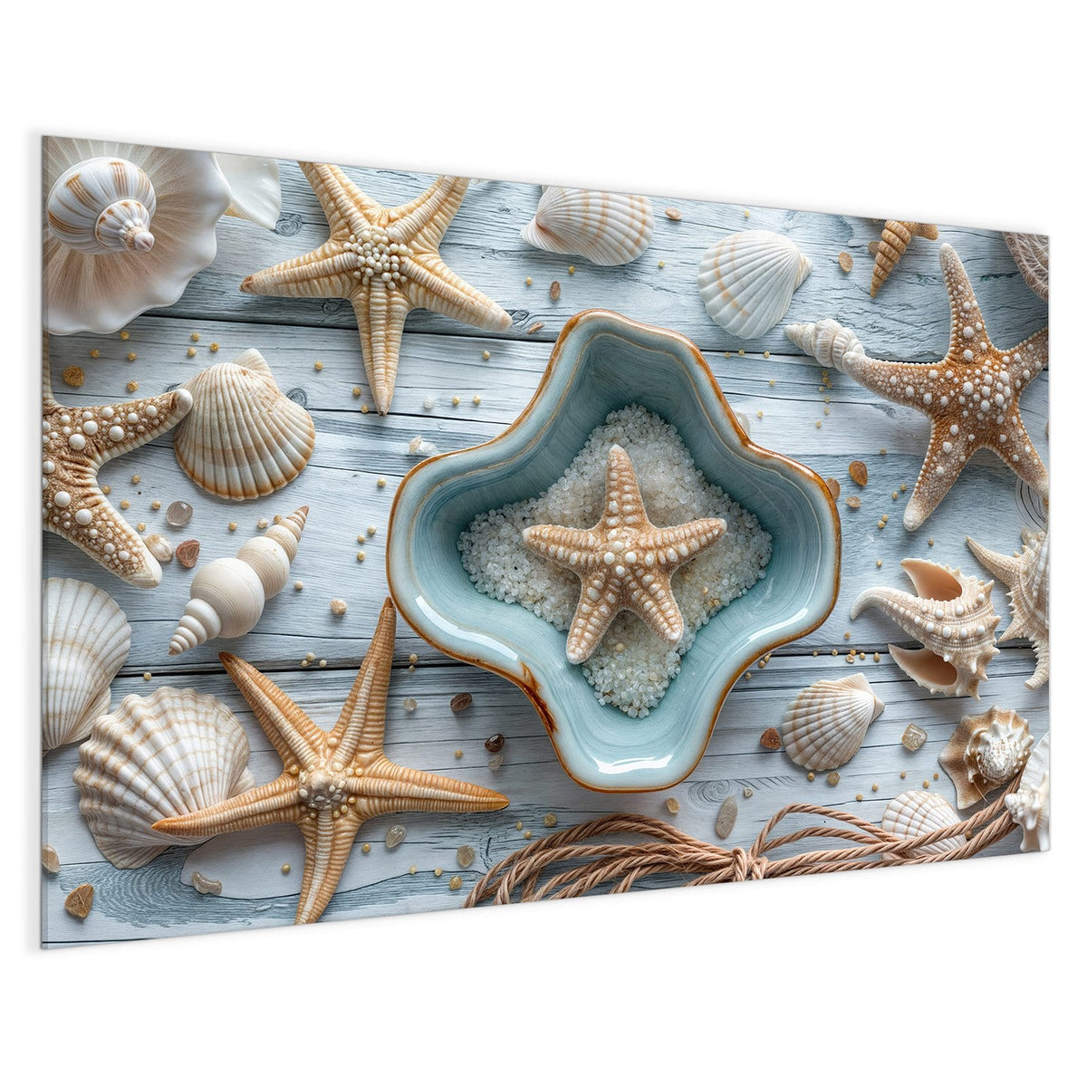 4 mm Glas statt lackiertem Blech – Magnettafel - Seesterne und Muscheln