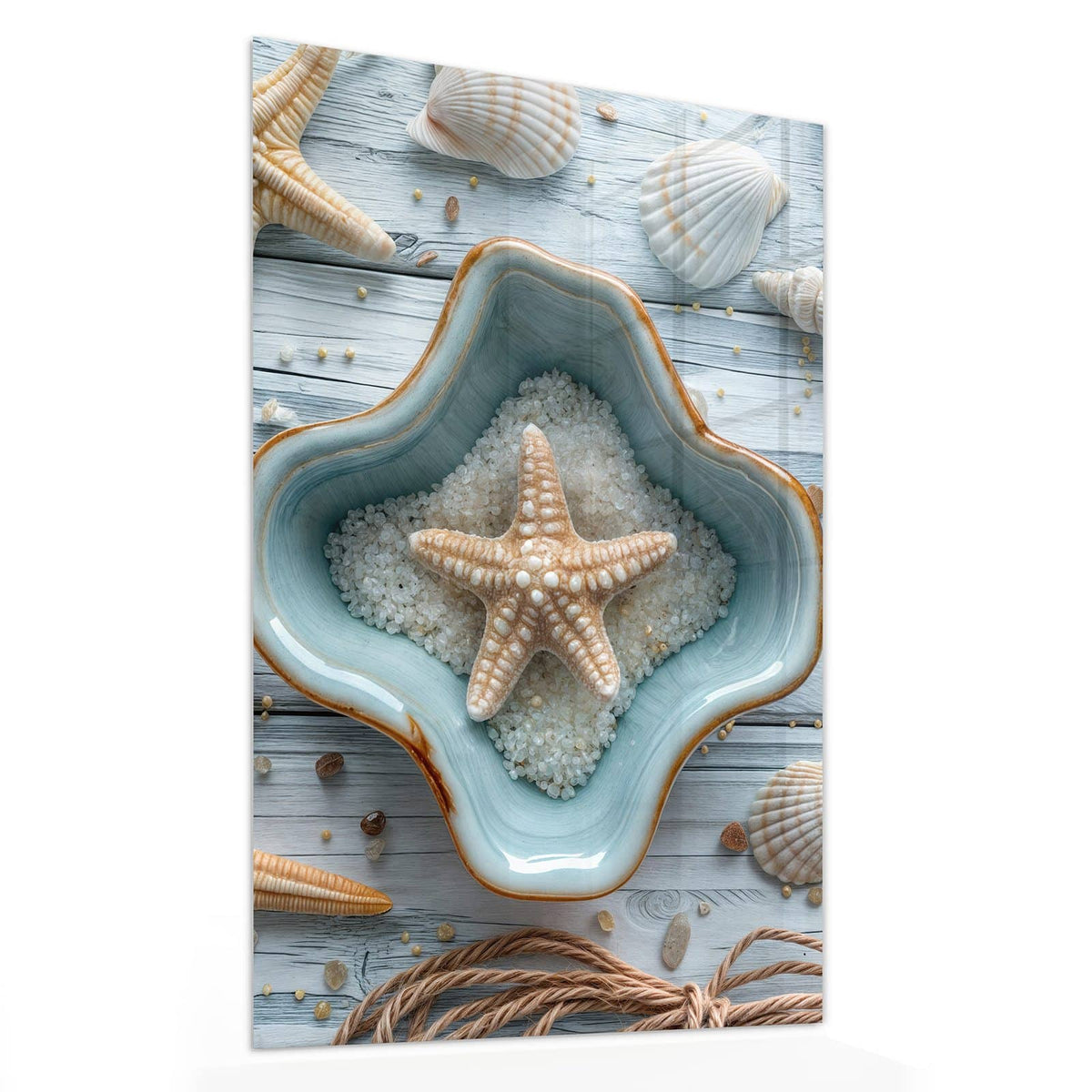 11 Größen – von 30 × 60 bis 60 × 150 cm – Wandbild - Seesterne und Muscheln - Hochformat