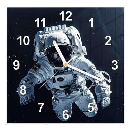 Wanduhr Quadratisch mit dem Motiv Schwebender Astronaut
