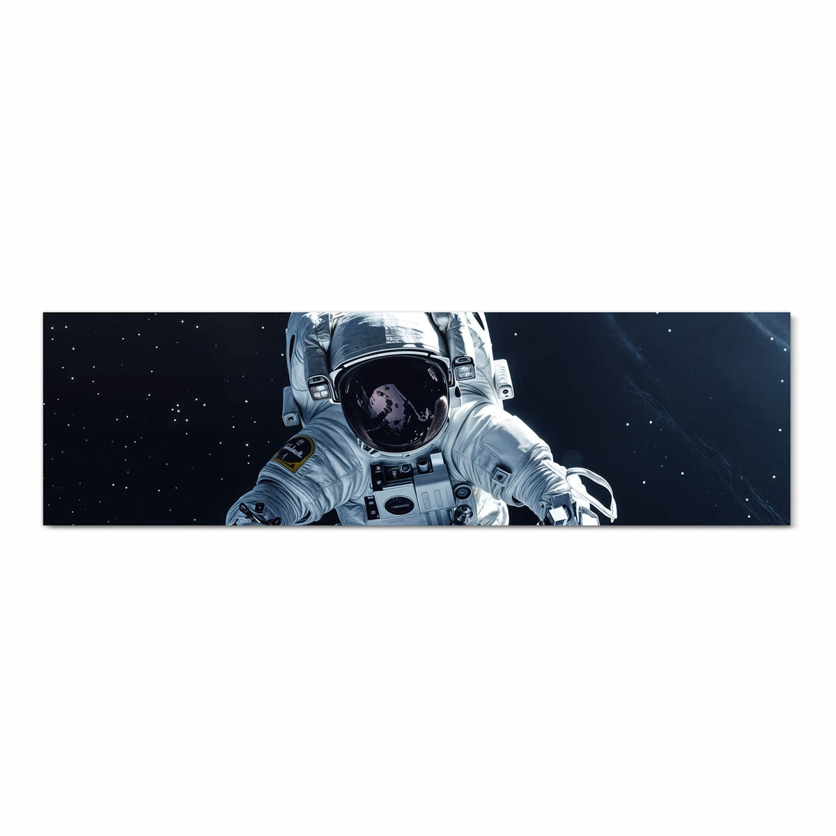 Abriebfester waschbarer Teppich Küche mit Motiv Astronaut im All in heller Küche
