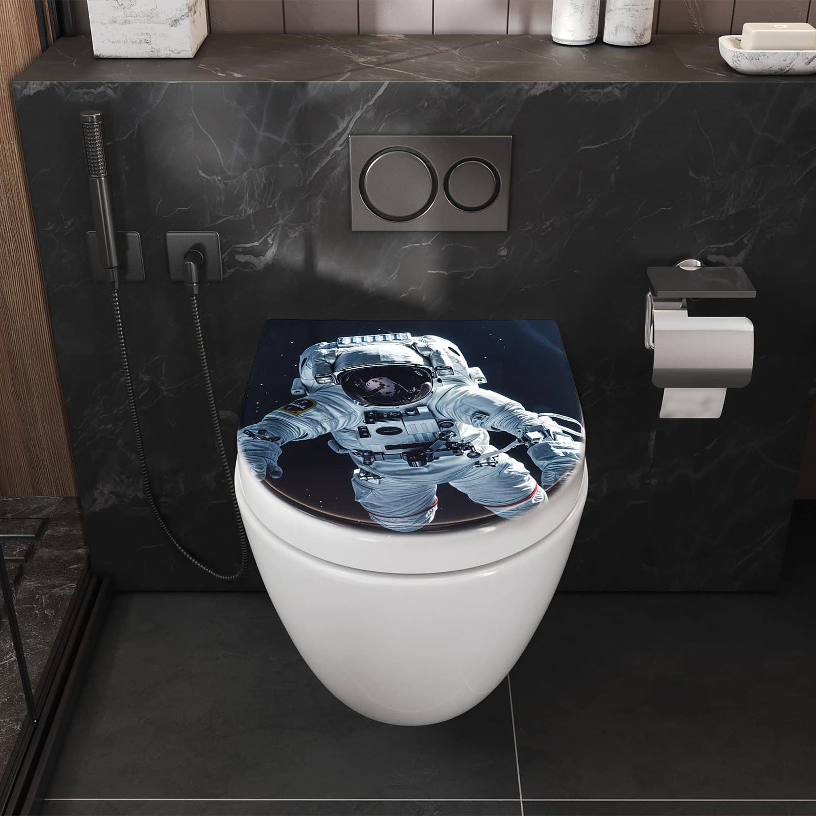 WC-Sitz mit Absenkautomatik Astronaut im All