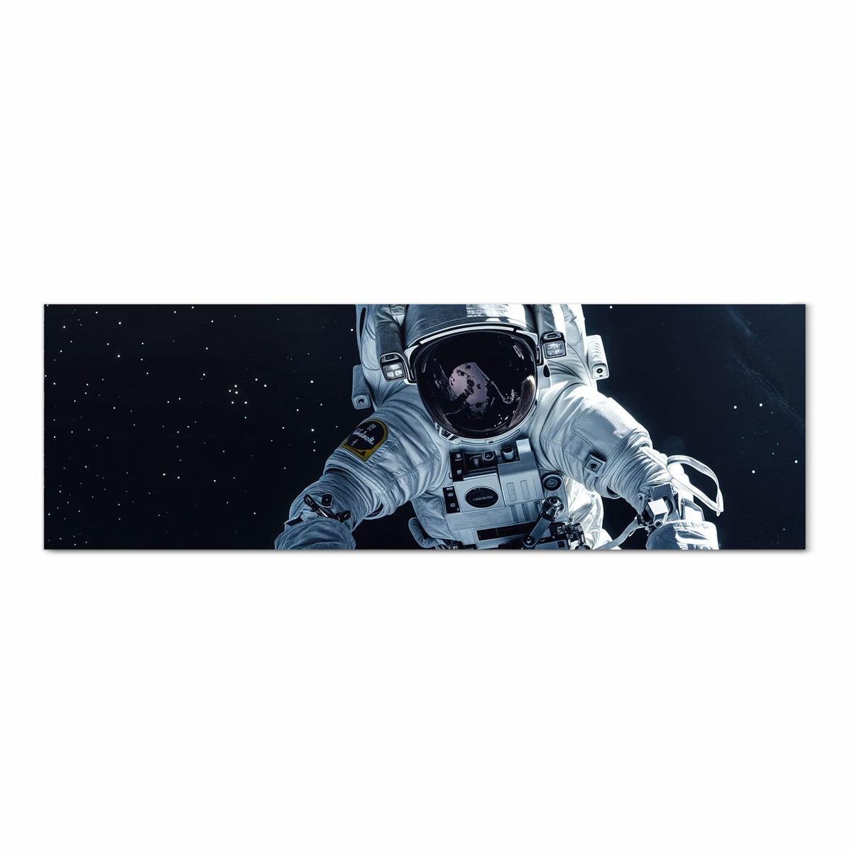 Geräuschdämpfender Küchenvorleger mit Motiv Astronaut im All in heller Küche