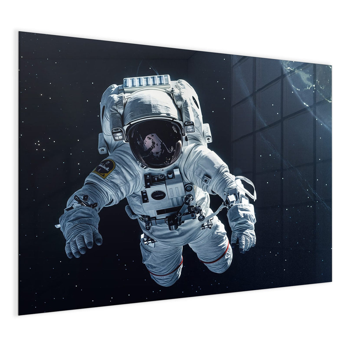 4 mm Glas statt lackiertem Blech – Glas Magnettafel - Schwebender Astronaut