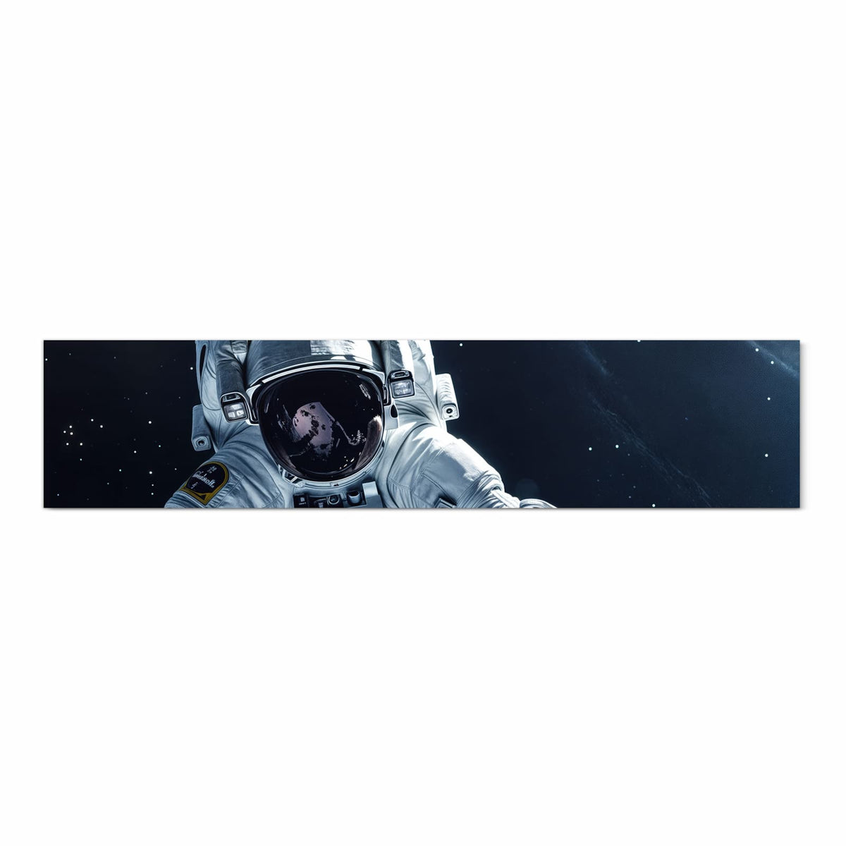 Formstabiler Küchenläufer mit Motiv Astronaut im All in heller Küche