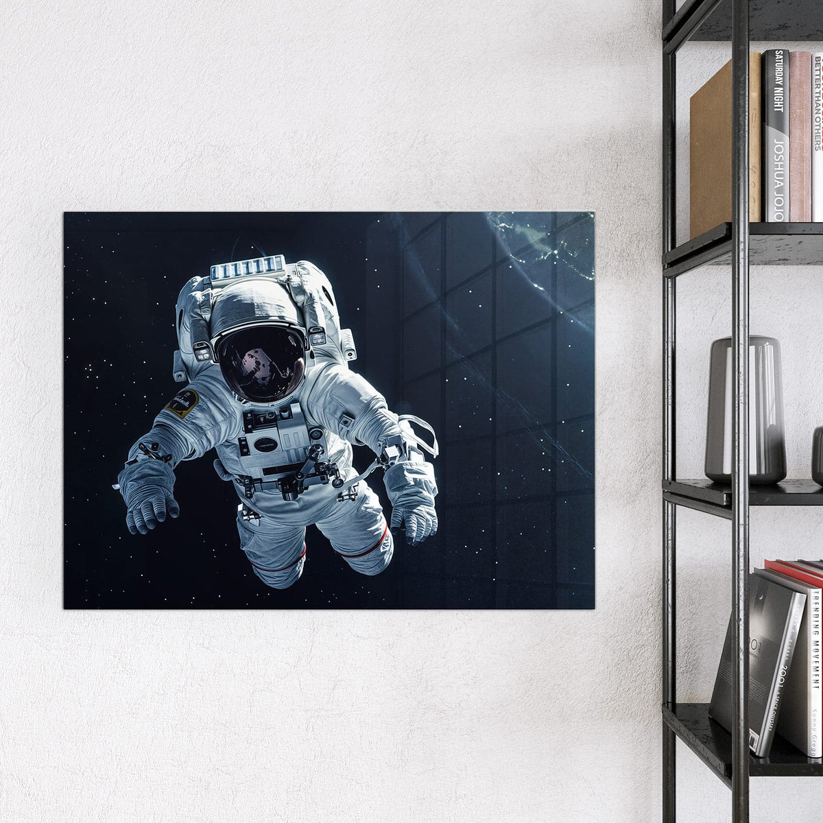 9 Größen – von 30 × 30 bis 120 × 90 cm – Glas Magnettafel - Schwebender Astronaut