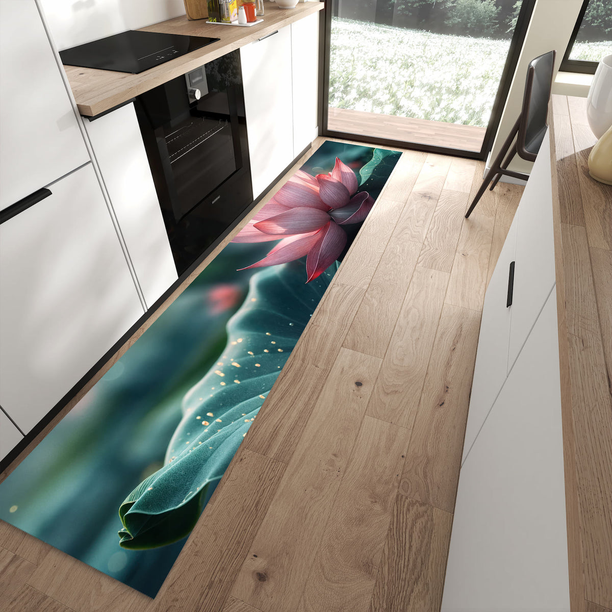13 Größen – von 60 × 90 bis 80 × 300 cm – Küchenläufer - Rosa Lotusblüte