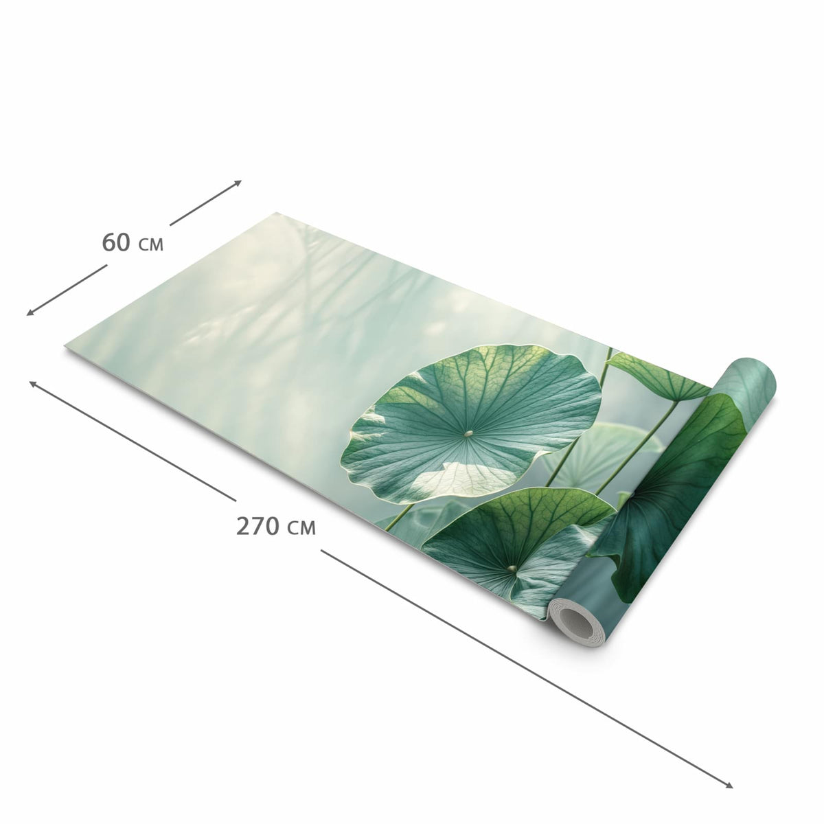 Zeitsparender waschbarer Küchenteppich mit Motiv Lotusblätter Grün in der Grösse 80x300 cm